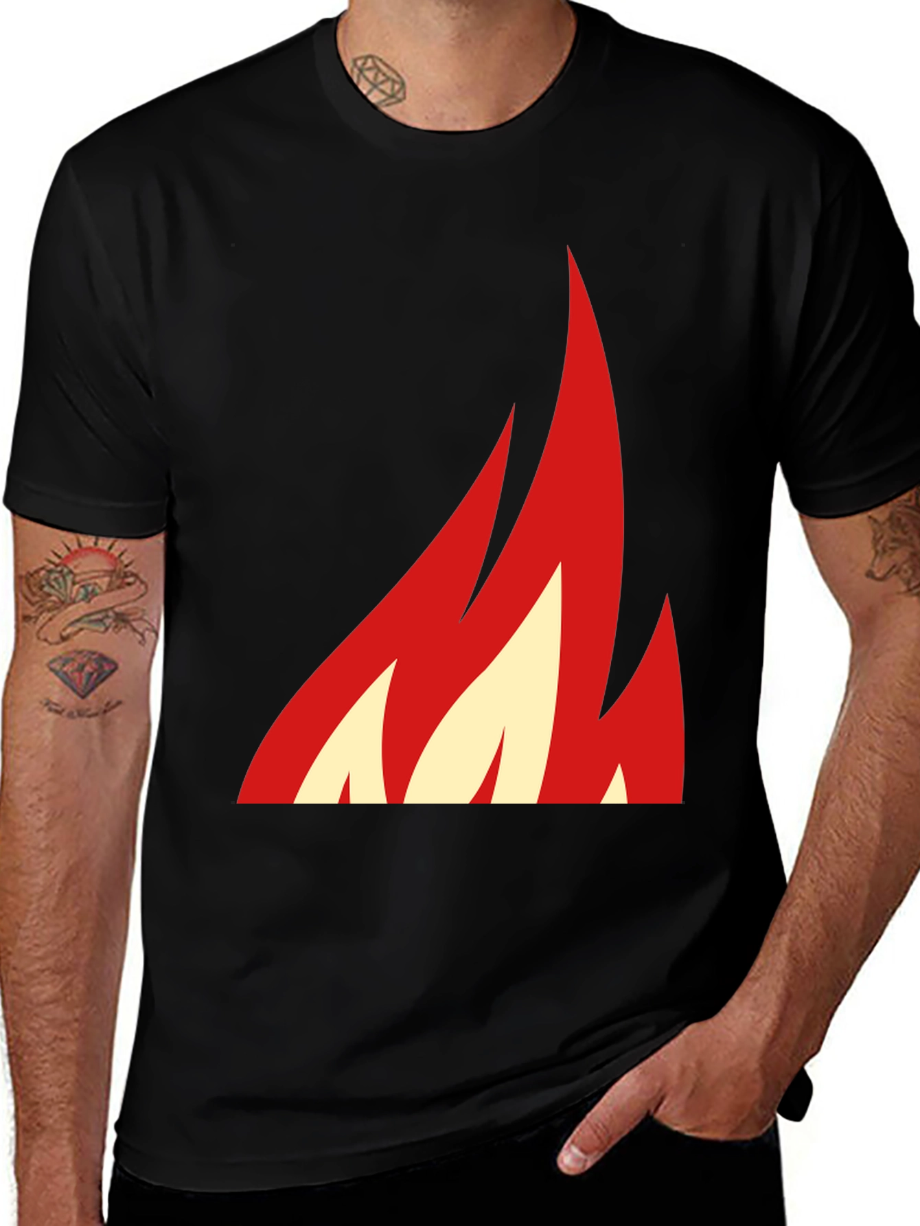 Variant 15 of Bold Flame Graphic Black T-Shirt