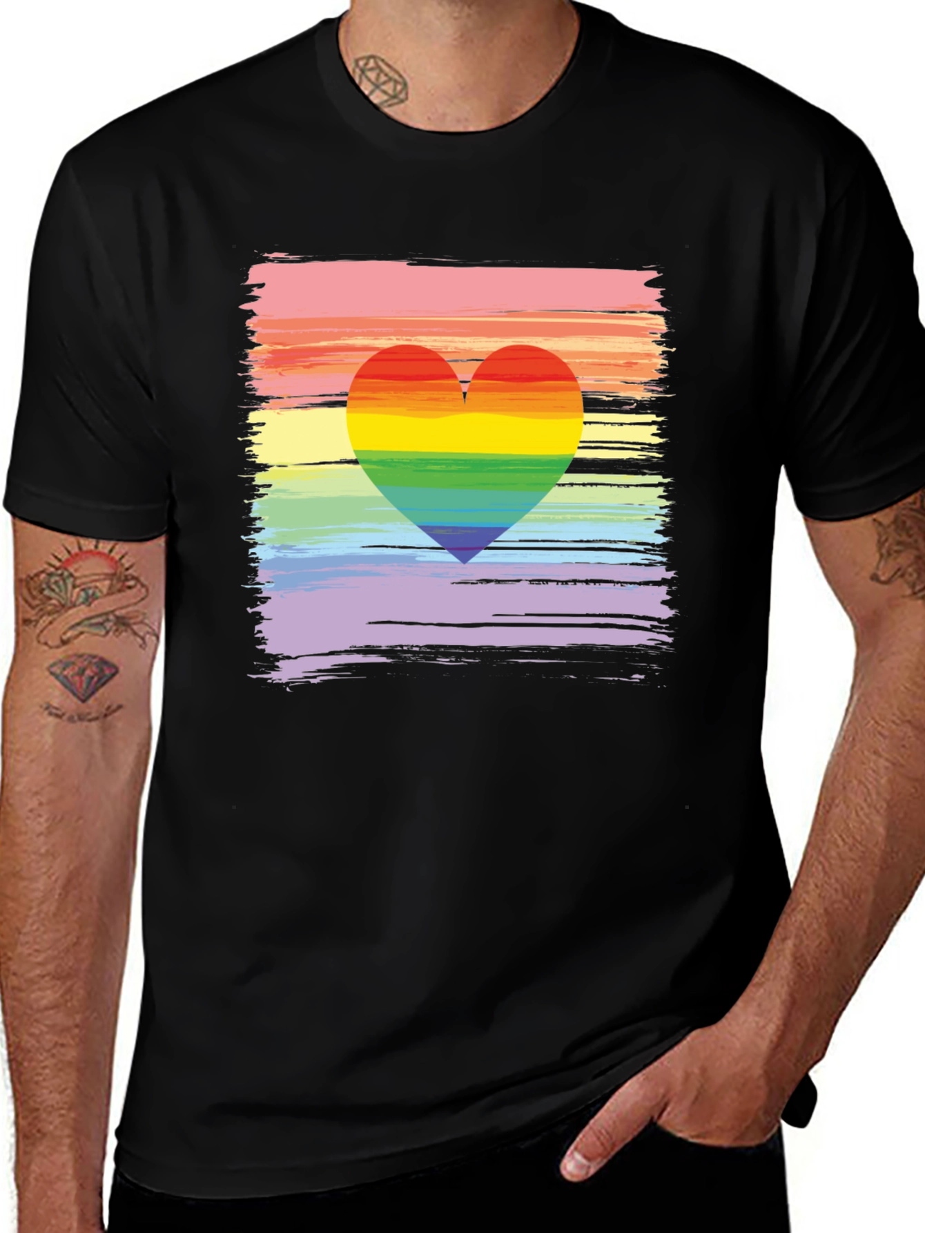 Variant 10 of Rainbow Heart Brushstroke Graphic Tee