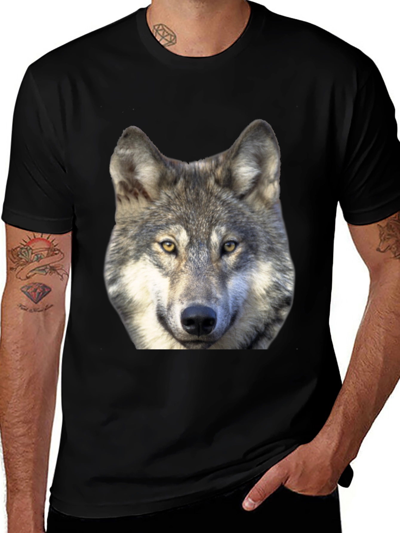 Variant 7 of Wolf Graphic Tee - Men's Black T-Shirt
