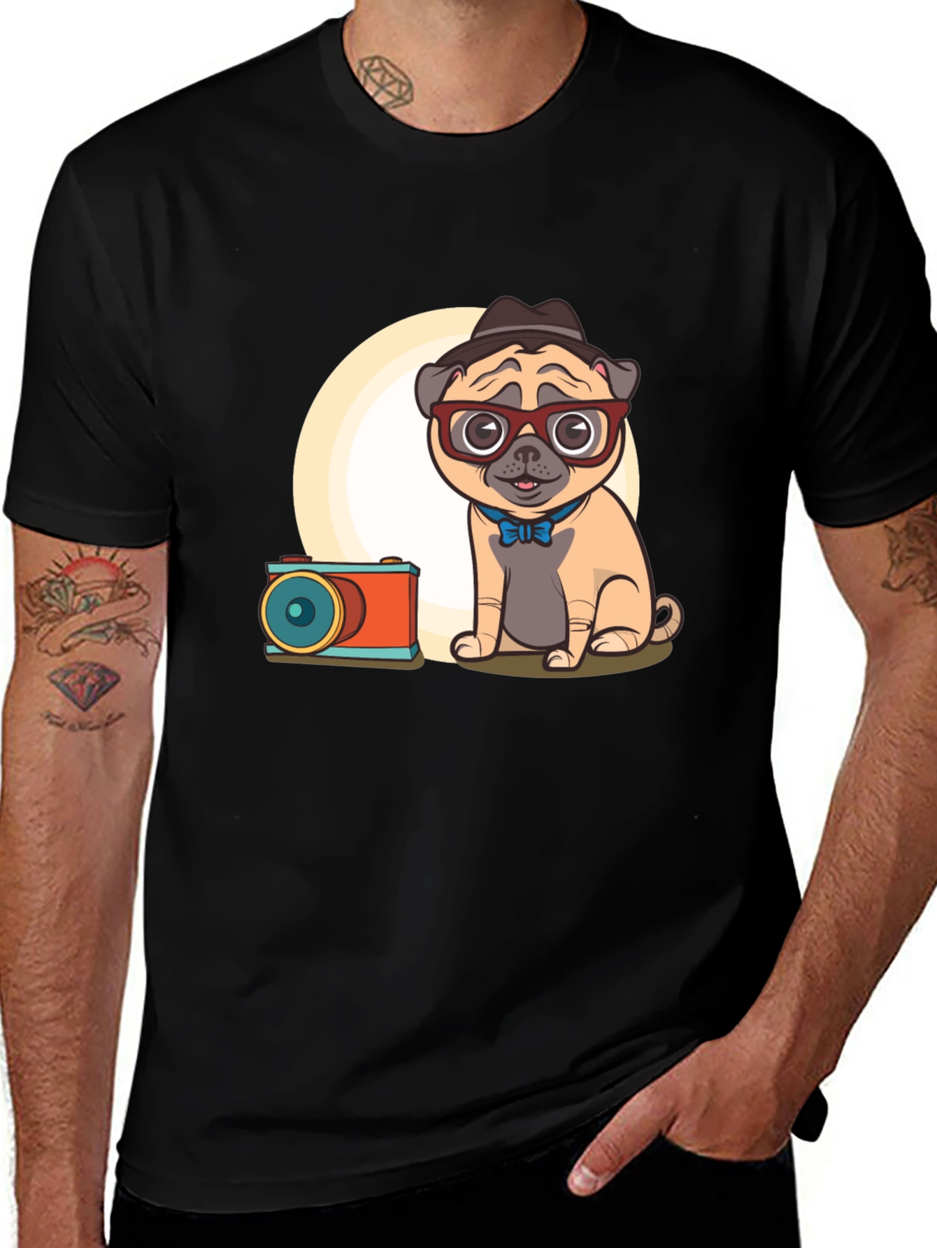 Variant 13 of Pug Photographer Graphic T-Shirt - Unisex Cute Design