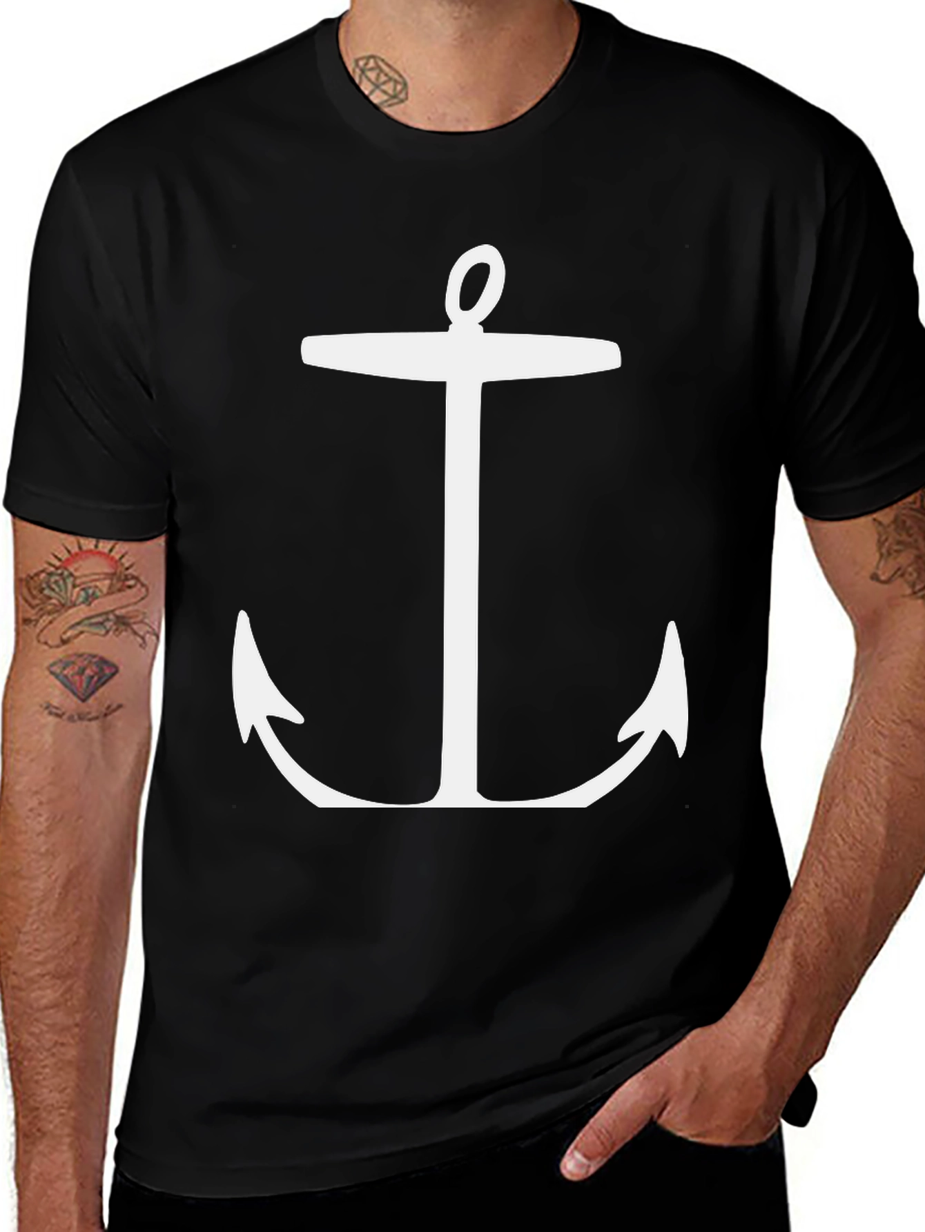 Variant 14 of Nautical Anchor Graphic T-Shirt - Black