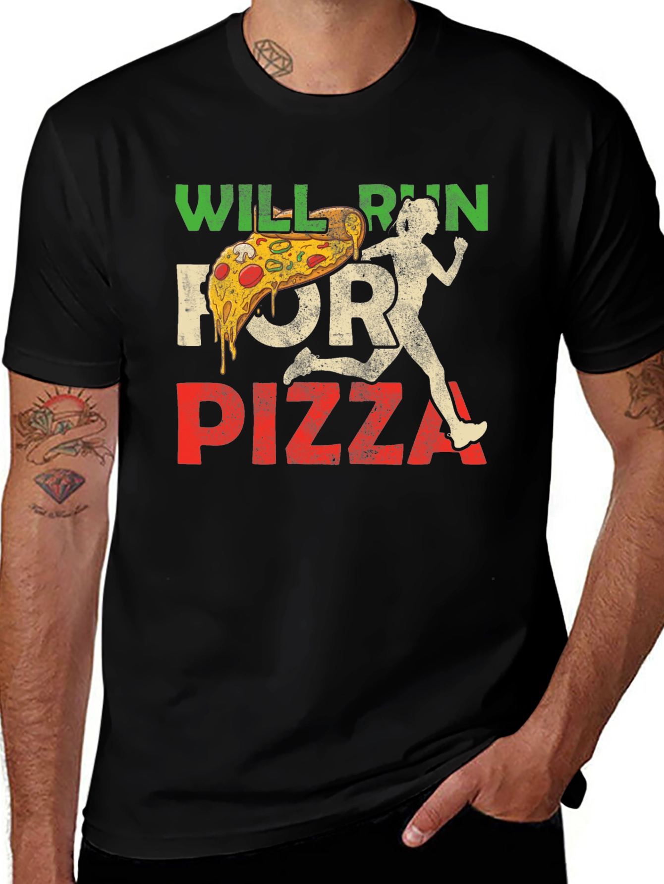Variant 29 of Will Run For Pizza Graphic T-Shirt