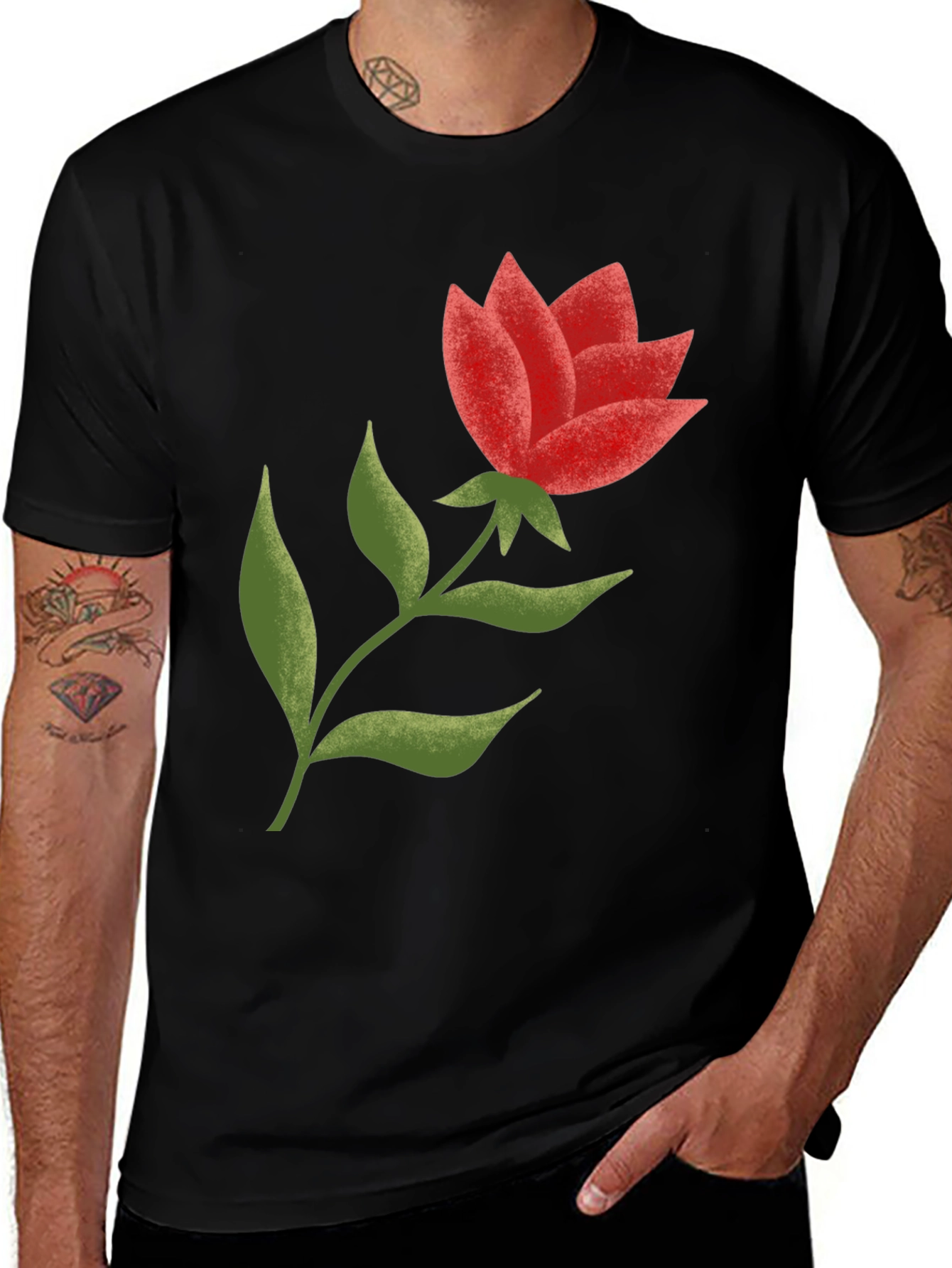 Variant 15 of Red Flower Graphic T-Shirt - Stylish Casual Wear