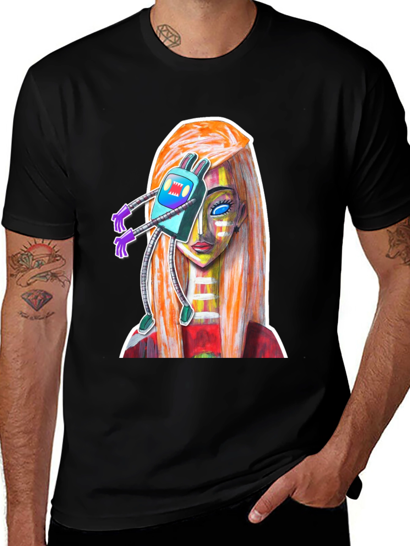 Variant 19 of Abstract Robot Girl Graphic T-Shirt