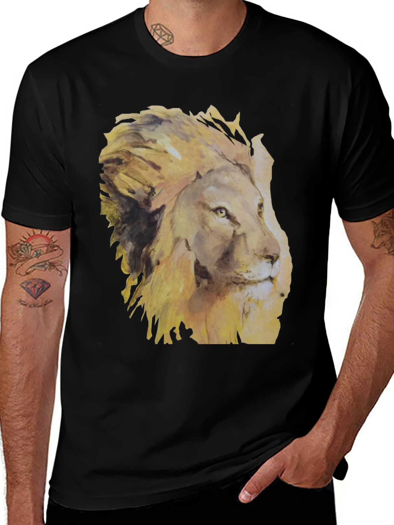 Variant 6 of Lion Graphic Tee - Watercolor Style