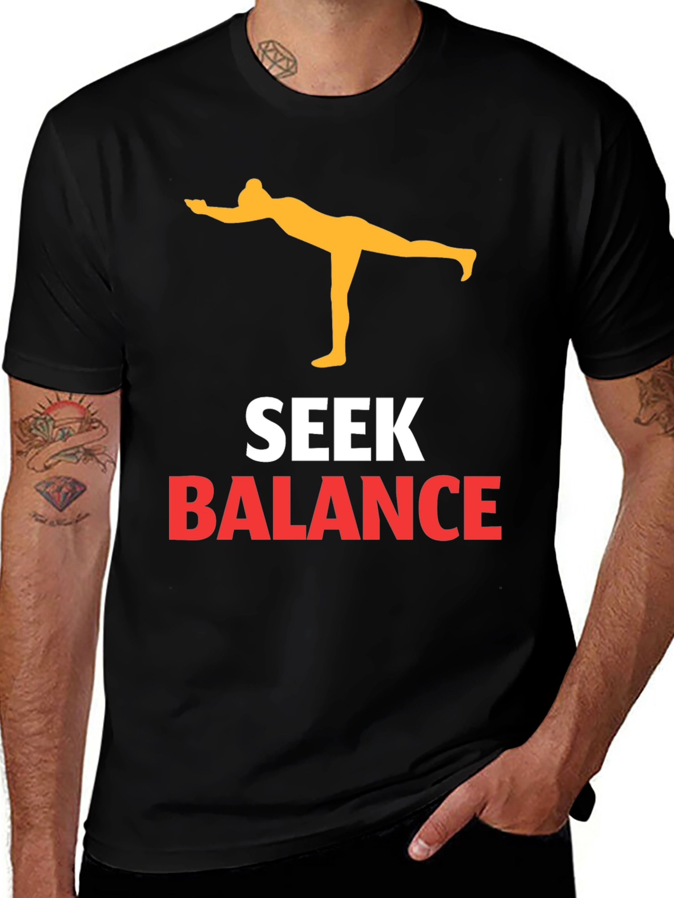 Variant 22 of Seek Balance Yoga Graphic Tee - Black