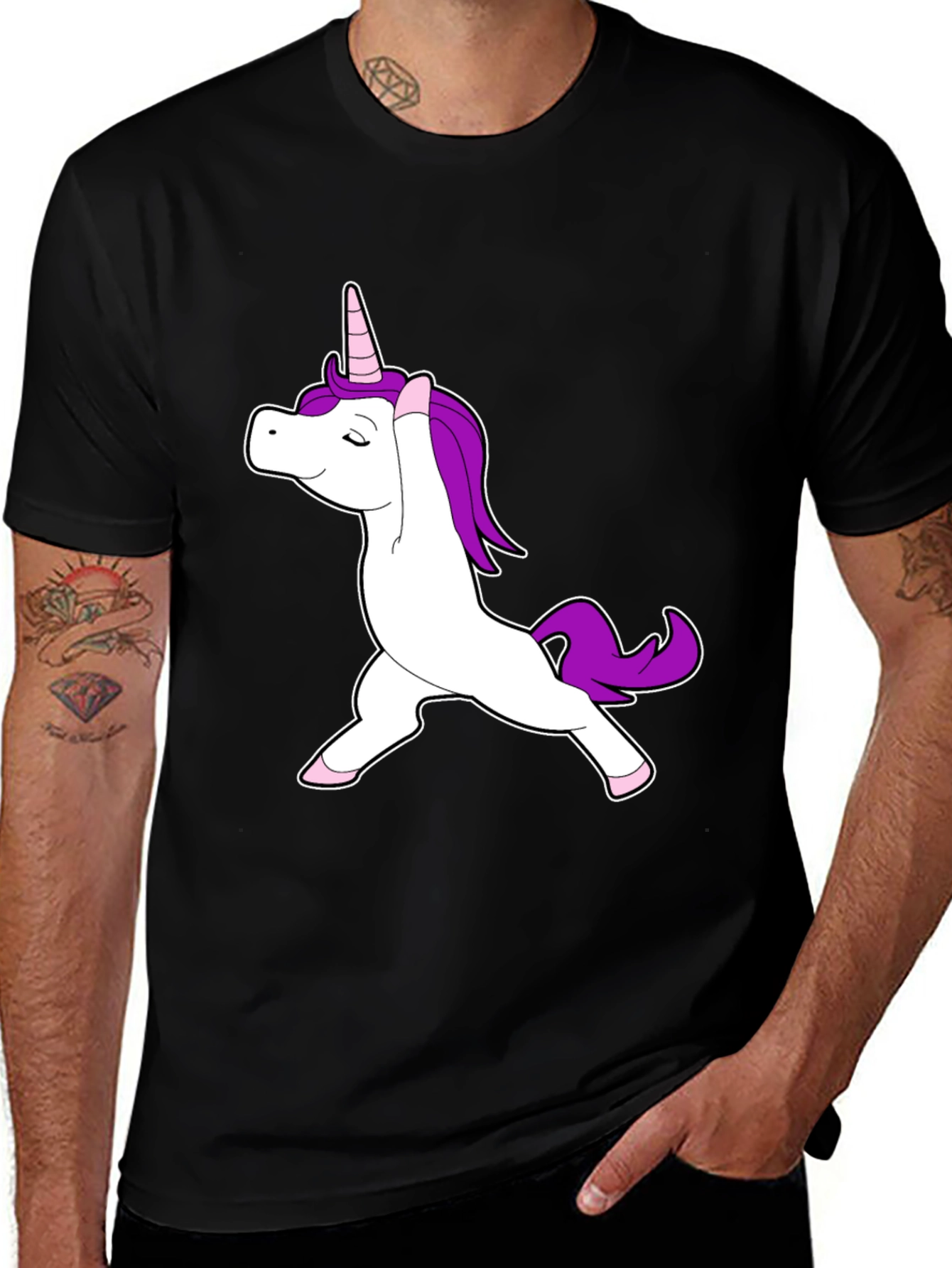 Variant 18 of Yoga Unicorn Black T-Shirt - Magical Relaxation