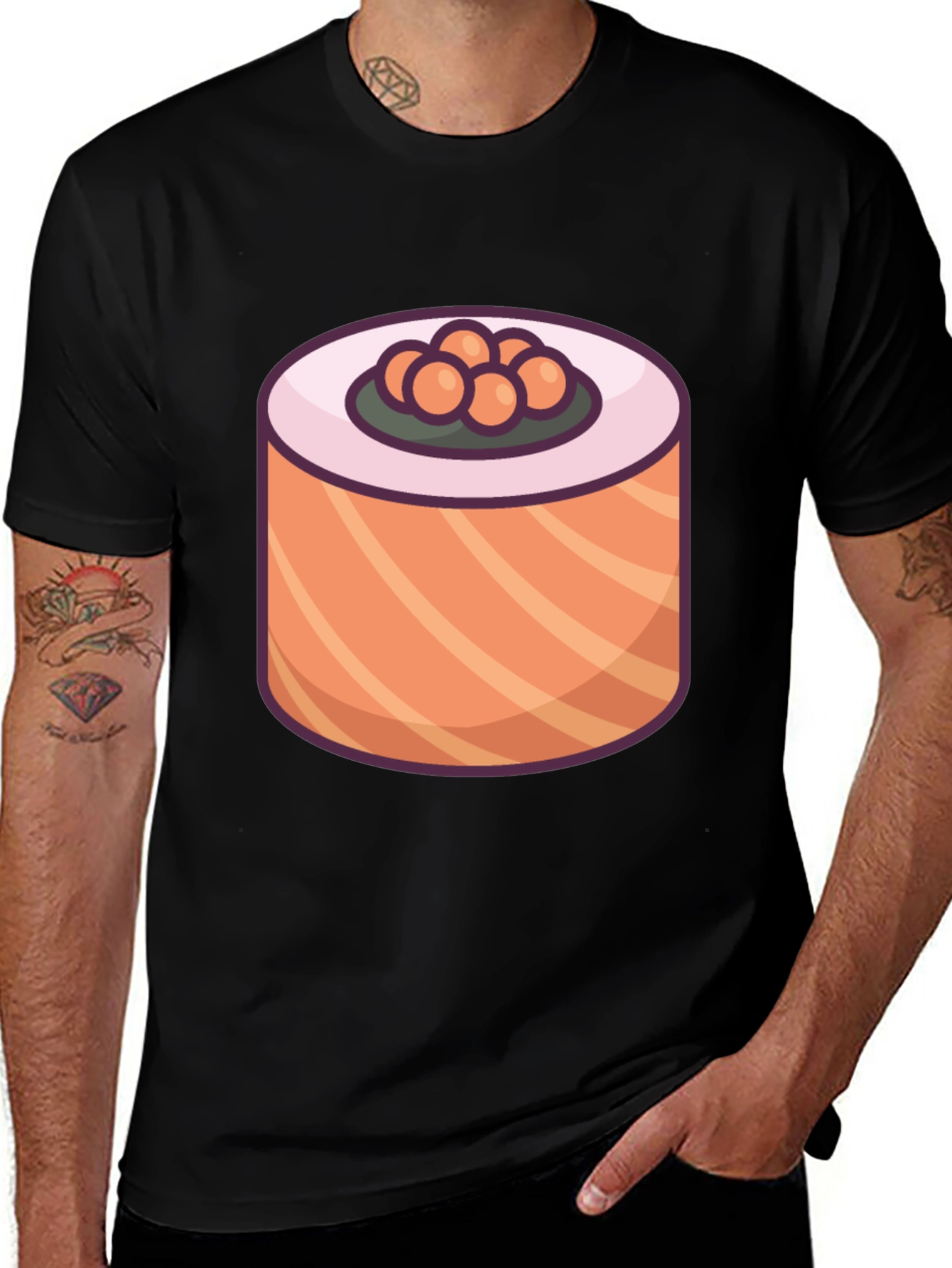 Variant 12 of Sushi Roll Graphic Tee - Black