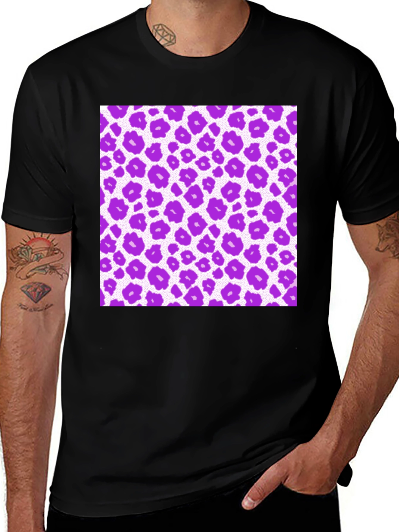 Variant 19 of Purple Leopard Print Tee - Stylish & Unique Design