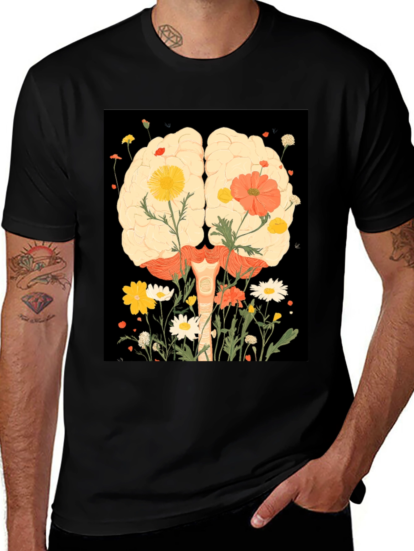 Variant 20 of Brain and Flower Graphic Print T-Shirt