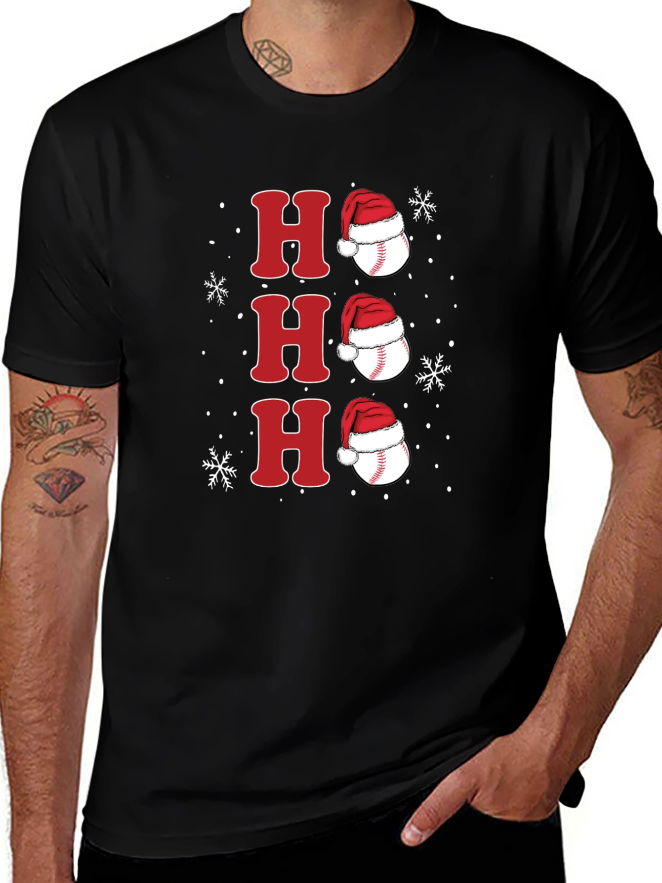 Variant 28 of Festive Baseball Santa Hat Tee