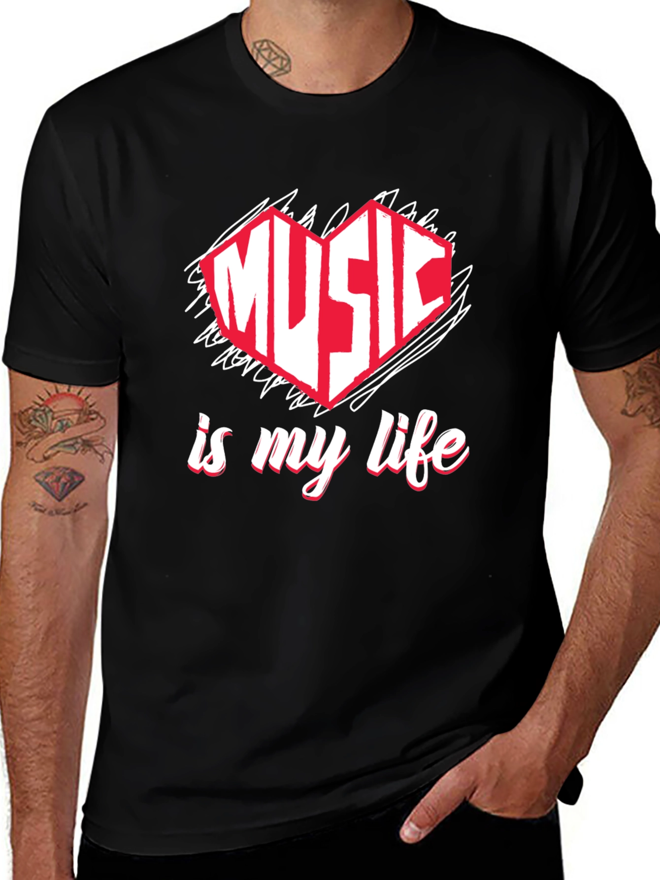 Variant 8 of Music is My Life T-Shirt - Heart Design