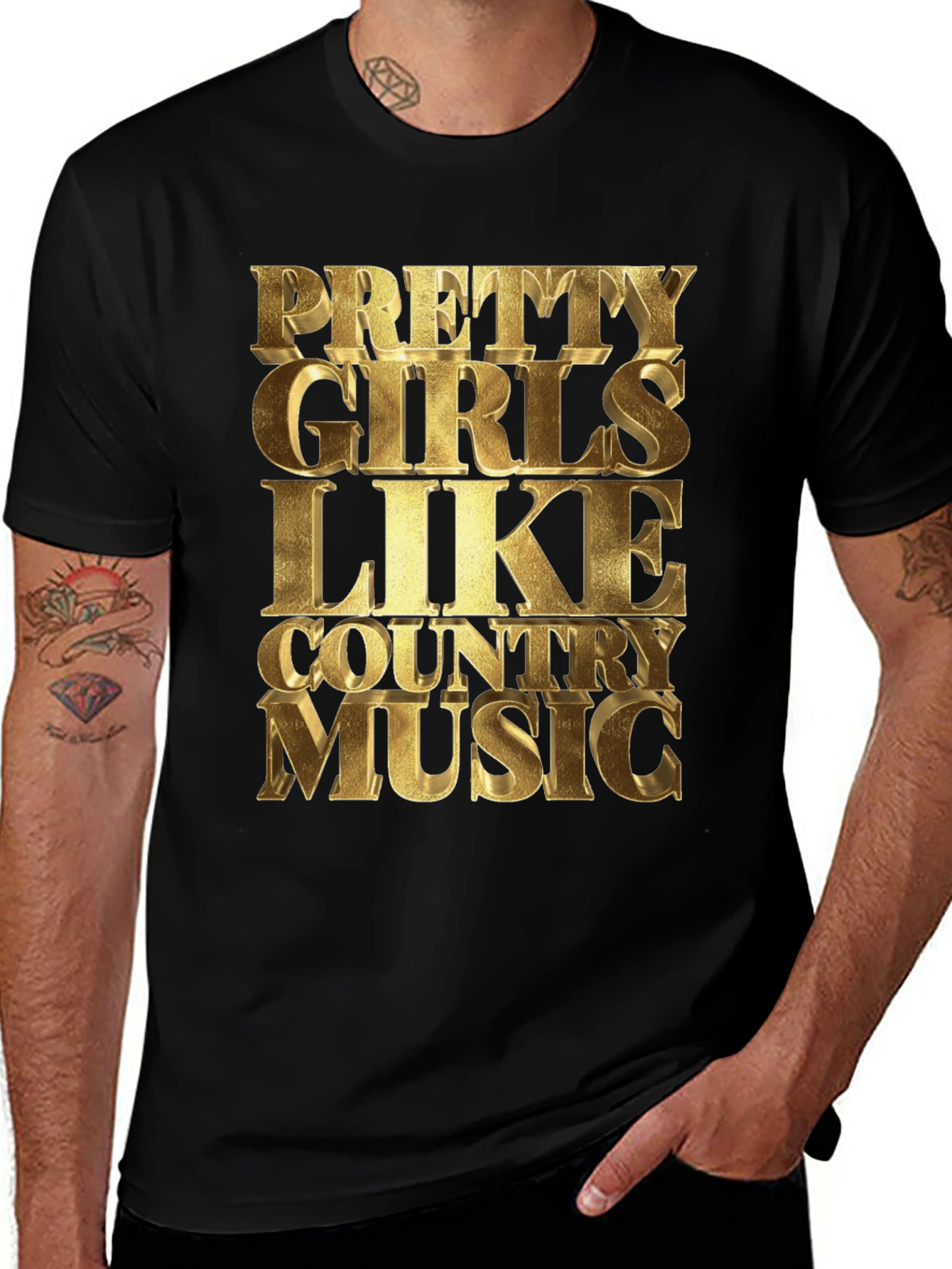 Variant 7 of Pretty Girls Like Country Music Black T-Shirt