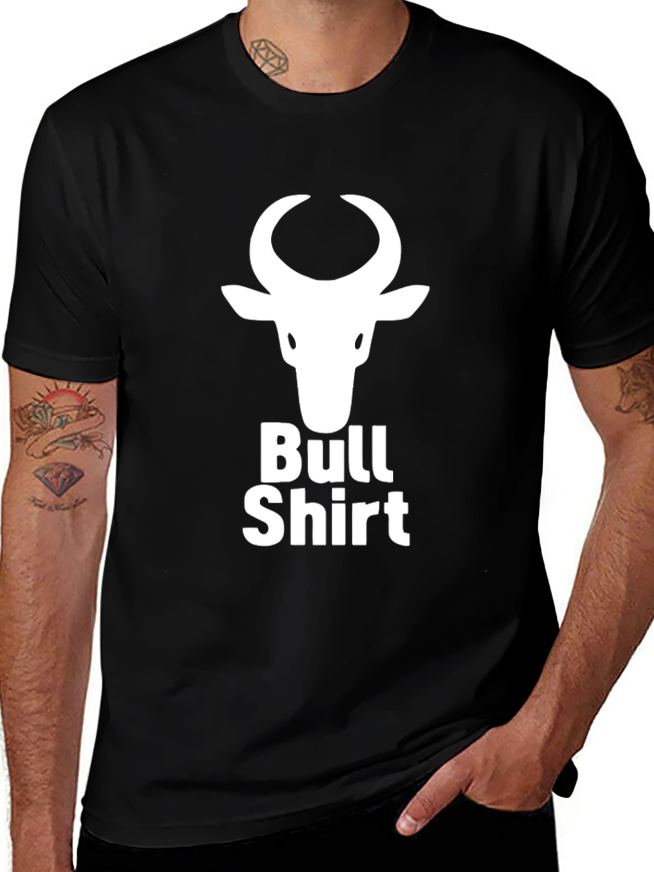 Variant 15 of Bull Shirt Graphic Tee - Black Cotton T-Shirt