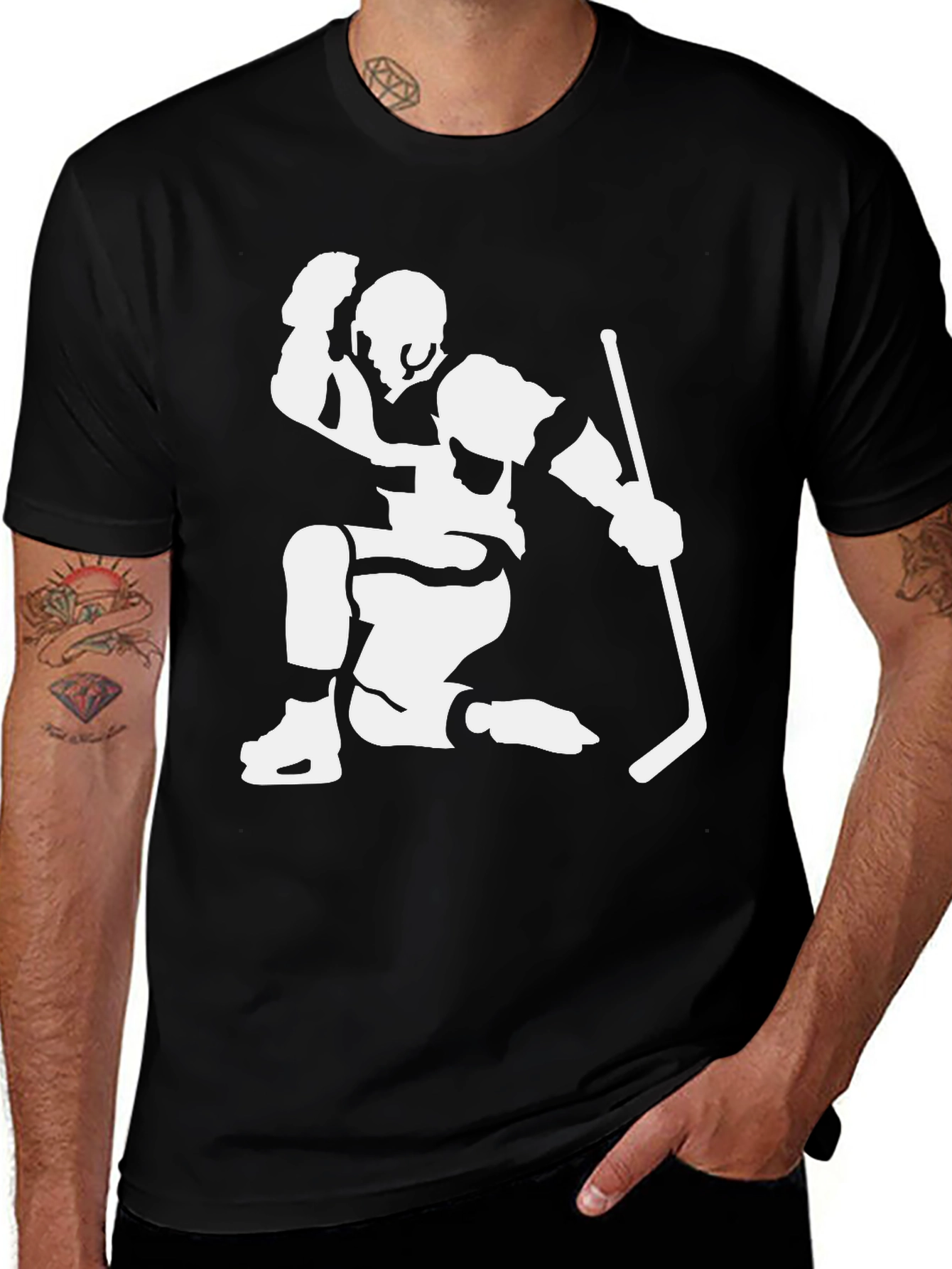 Variant 16 of Hockey Player Celebration Black T-Shirt