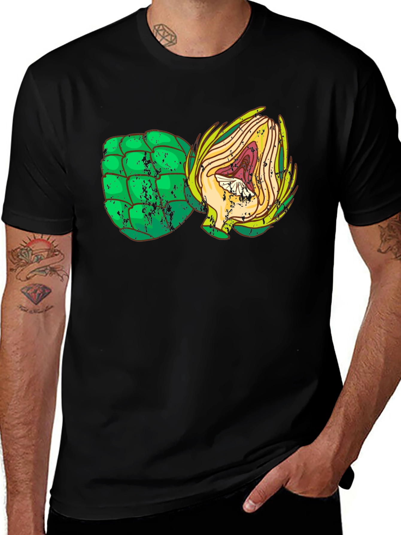 Variant 9 of Artichoke Graphic Print Black T-Shirt