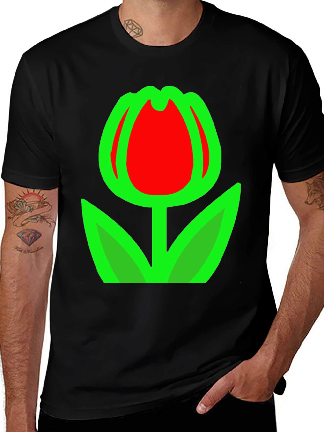 Variant 11 of Tulip Graphic Black T-Shirt