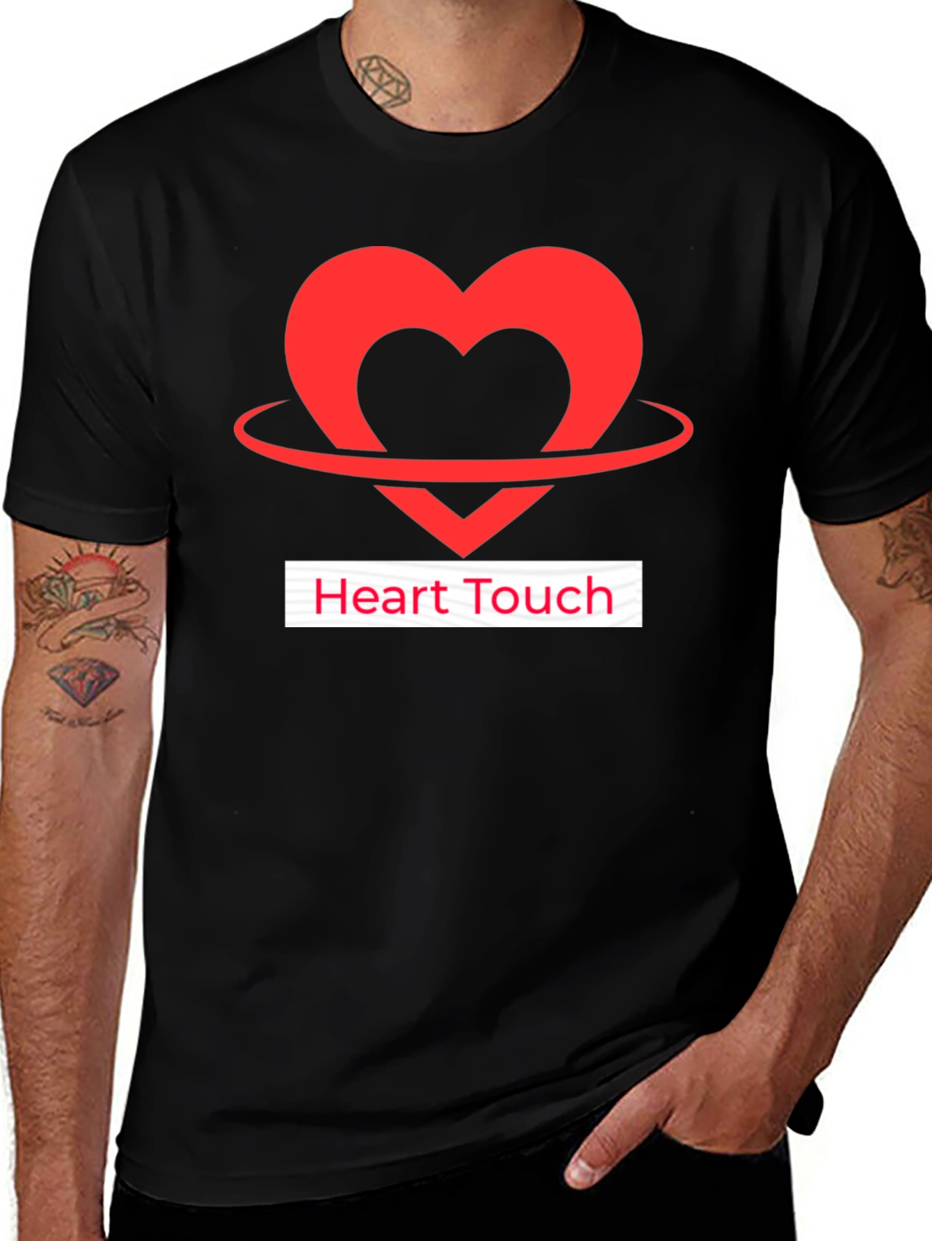 Variant 12 of Heart Touch Graphic Tee - Black