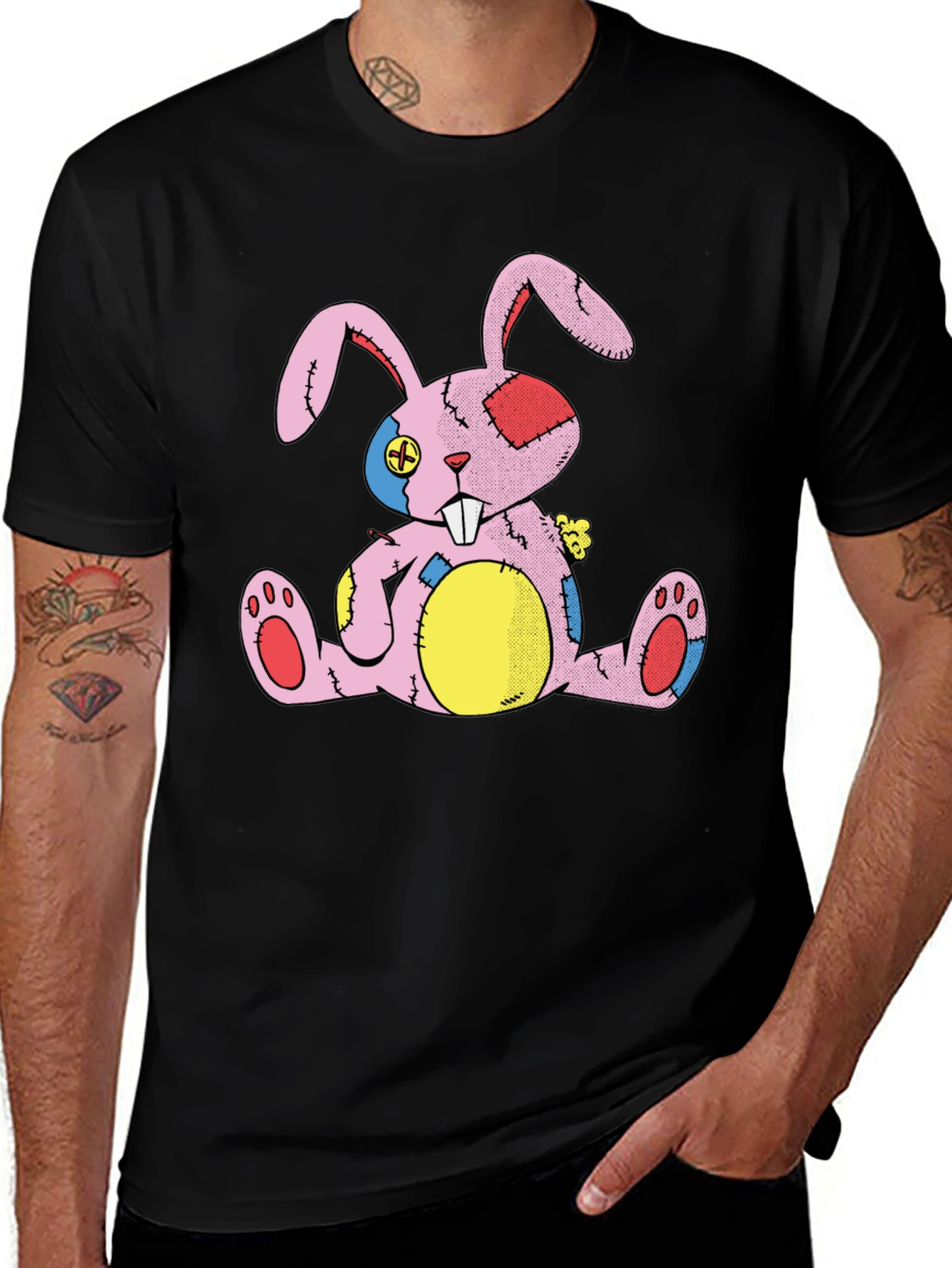 Variant 27 of Quirky Bunny Patchwork Graphic Tee