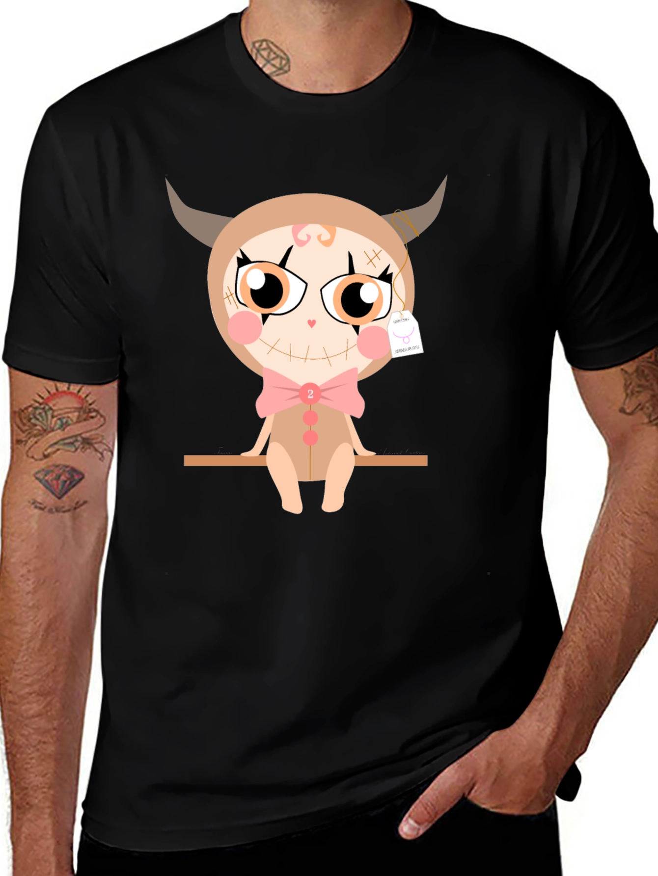 Variant 16 of Cute Devil Cartoon T-Shirt - Black