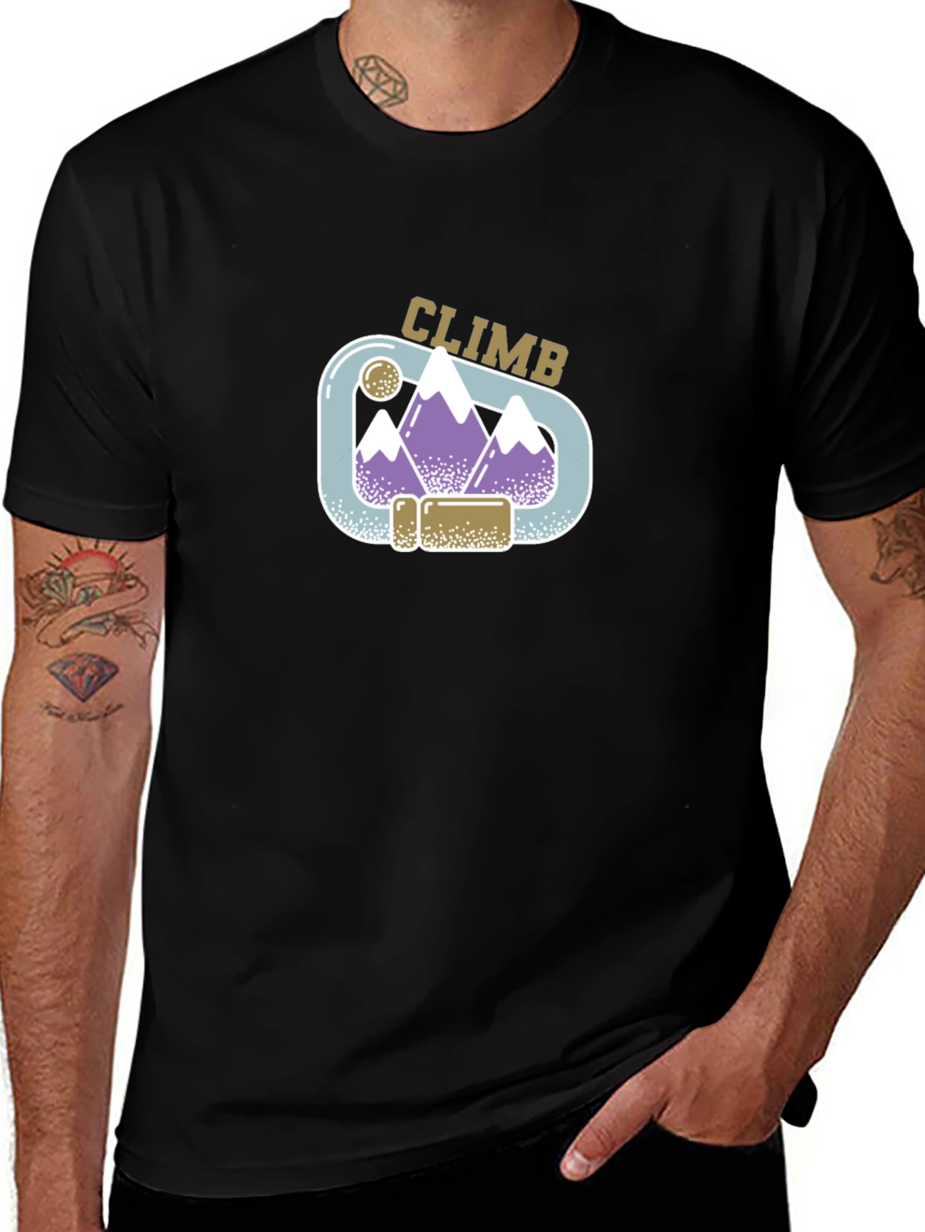 Climb Graphic T-Shirt - Mountain Carabiner Design
