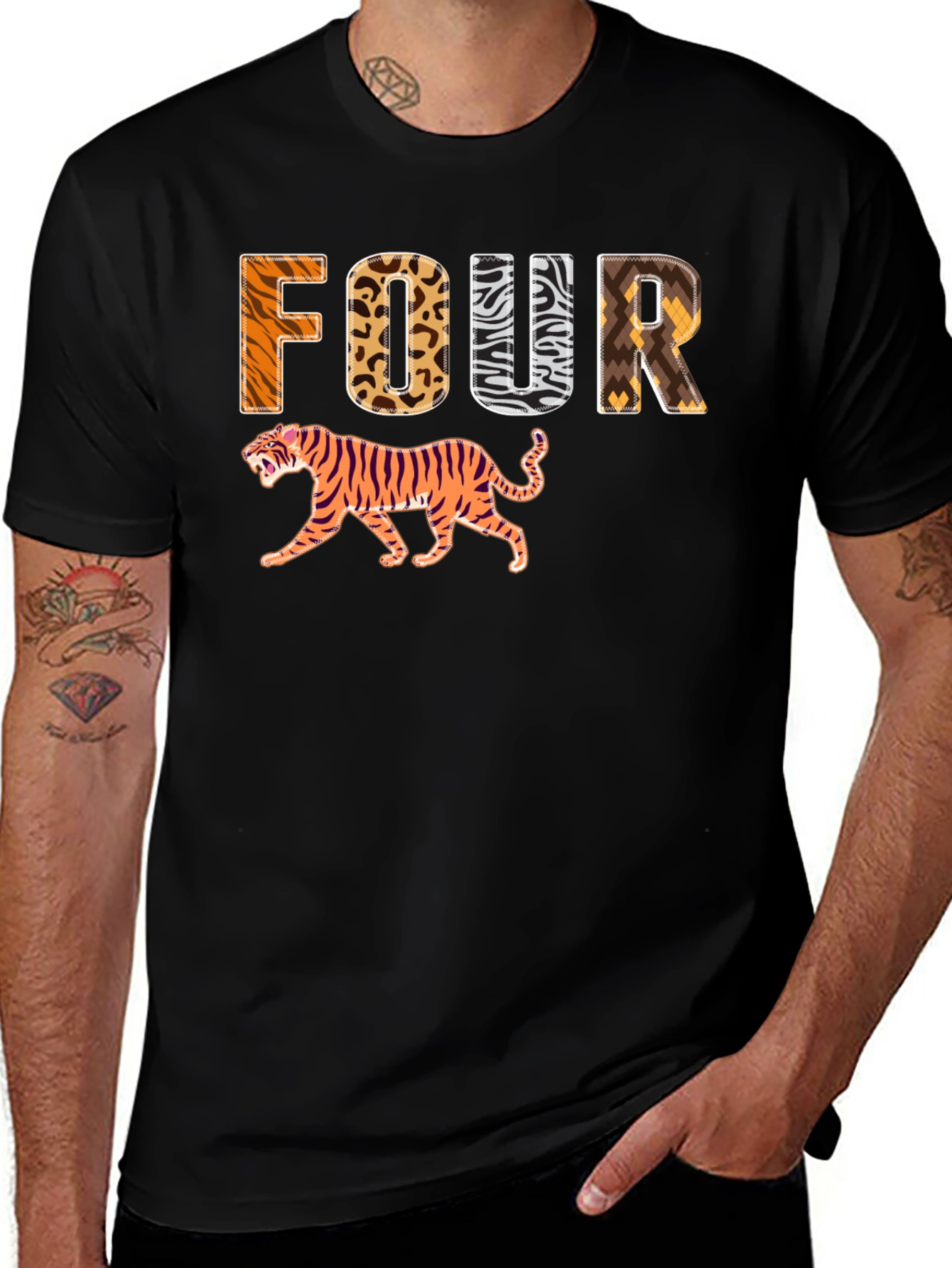 Variant 20 of Tiger Four Birthday Shirt