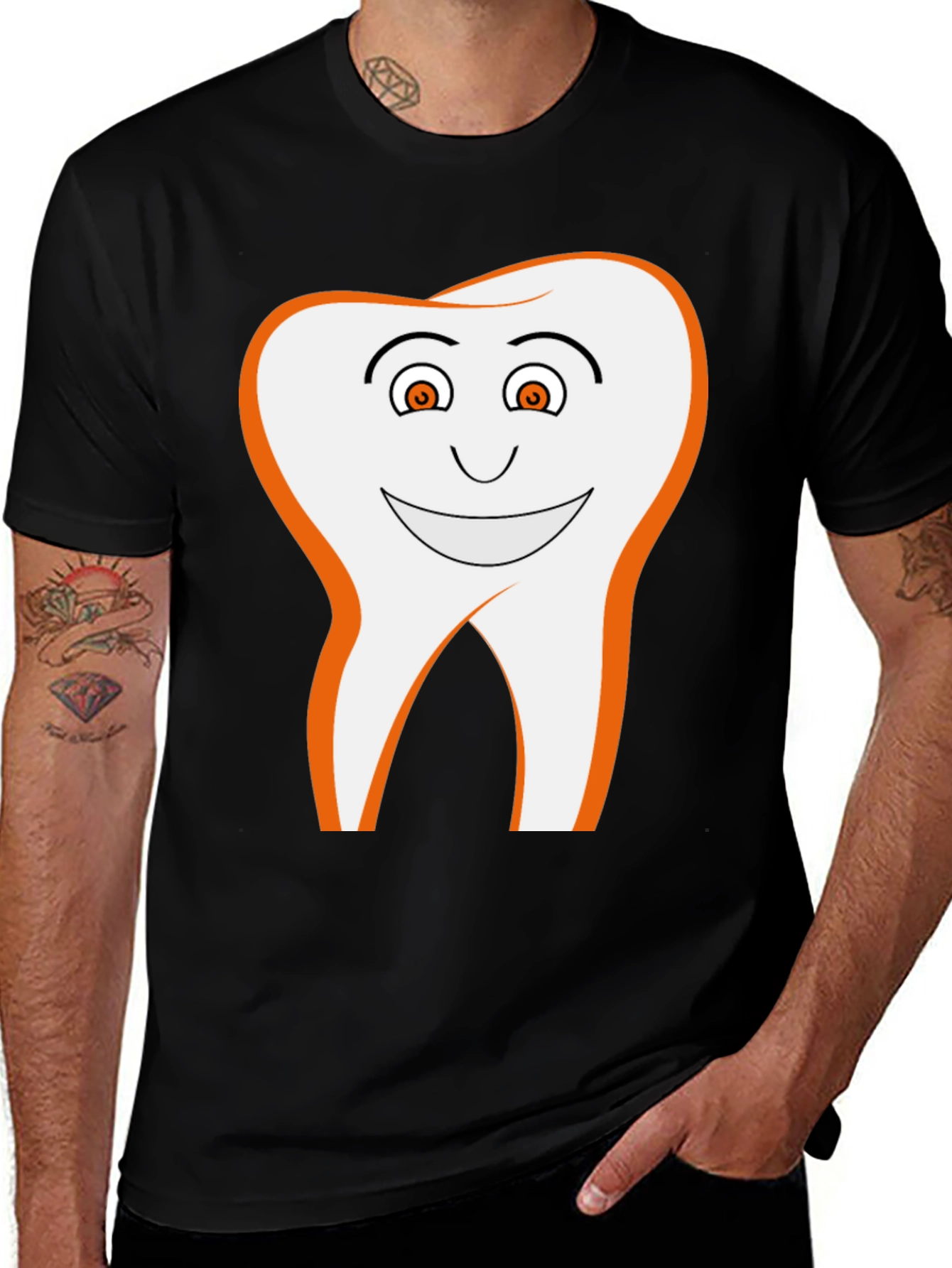 Variant 24 of Smiling Tooth Graphic Tee - Black Cotton Blend T-Shirt