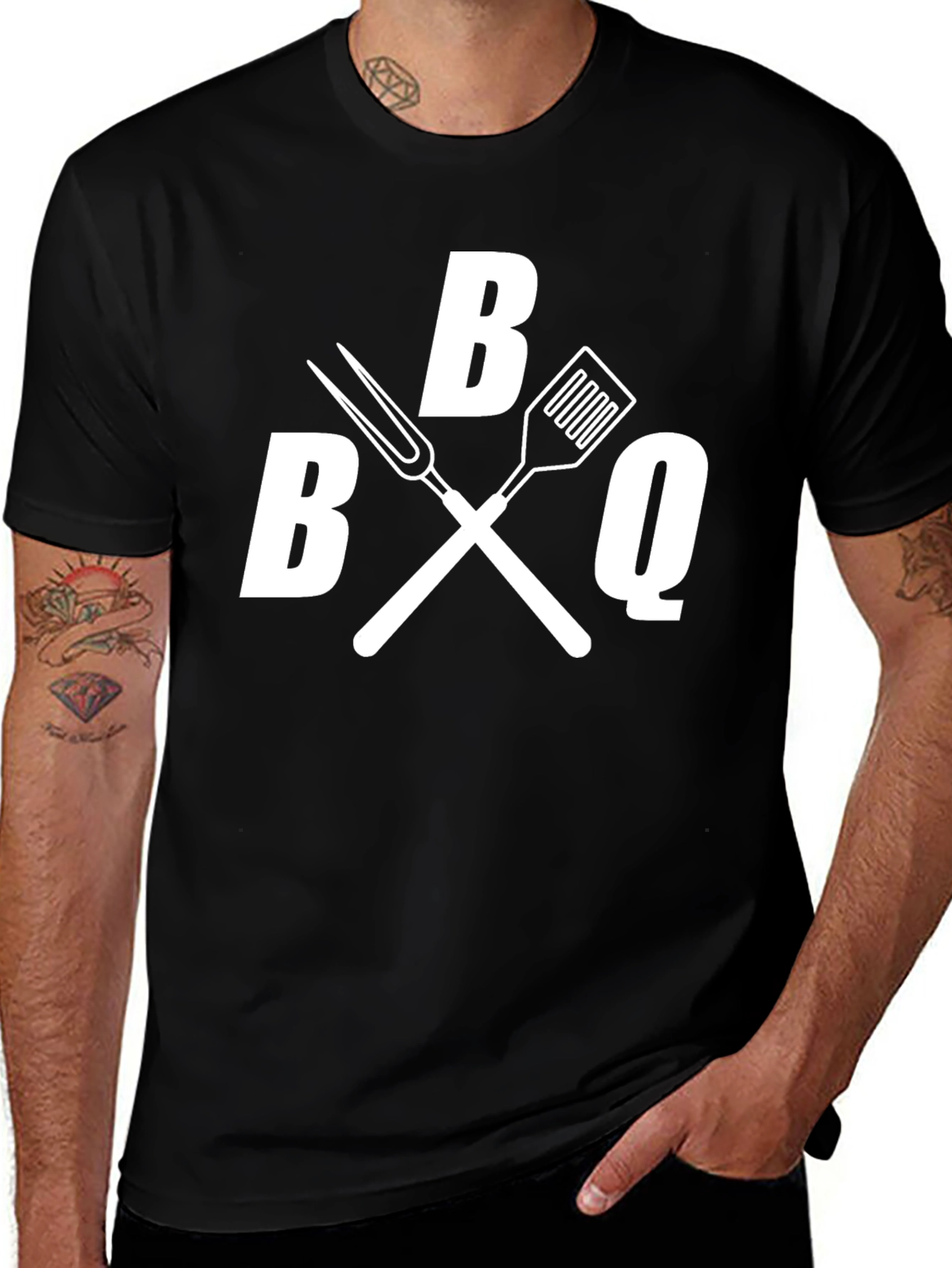 BBQ T-Shirt - Grilling Utensil Graphic Tee - Black