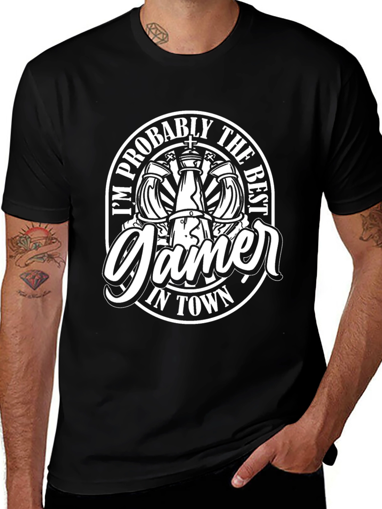 Variant 13 of Gamer in Town Black Graphic Tee