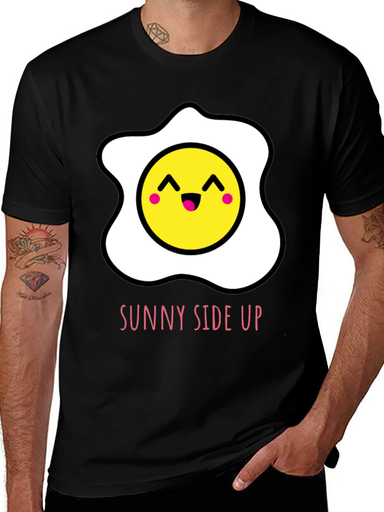 Variant 8 of Sunny Side Up Egg Graphic T-Shirt - Black