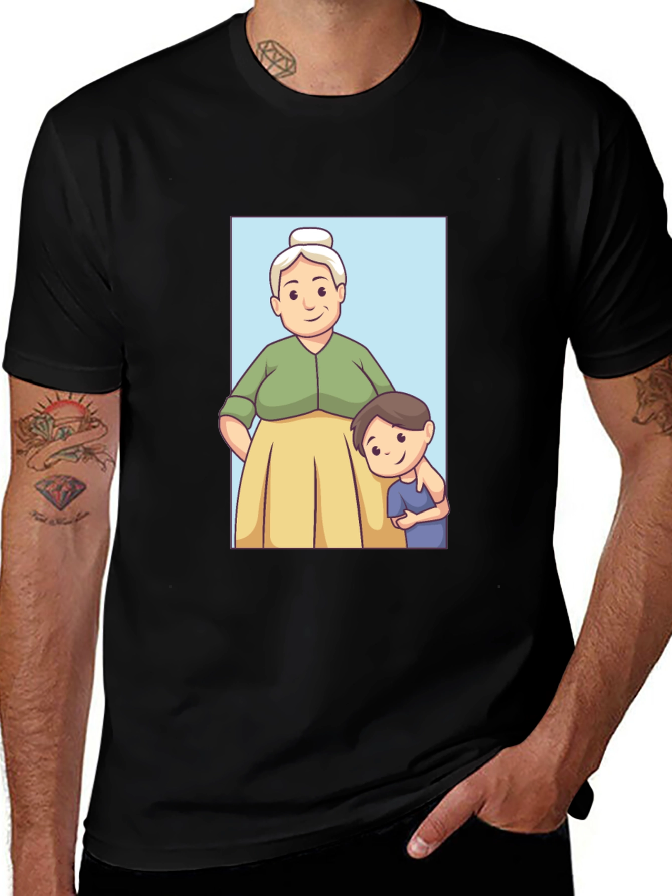 Variant 3 of Cartoon Grandma and Grandson T-Shirt