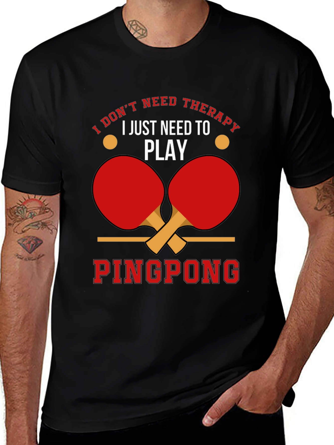 Ping Pong Therapy Black Graphic T-Shirt