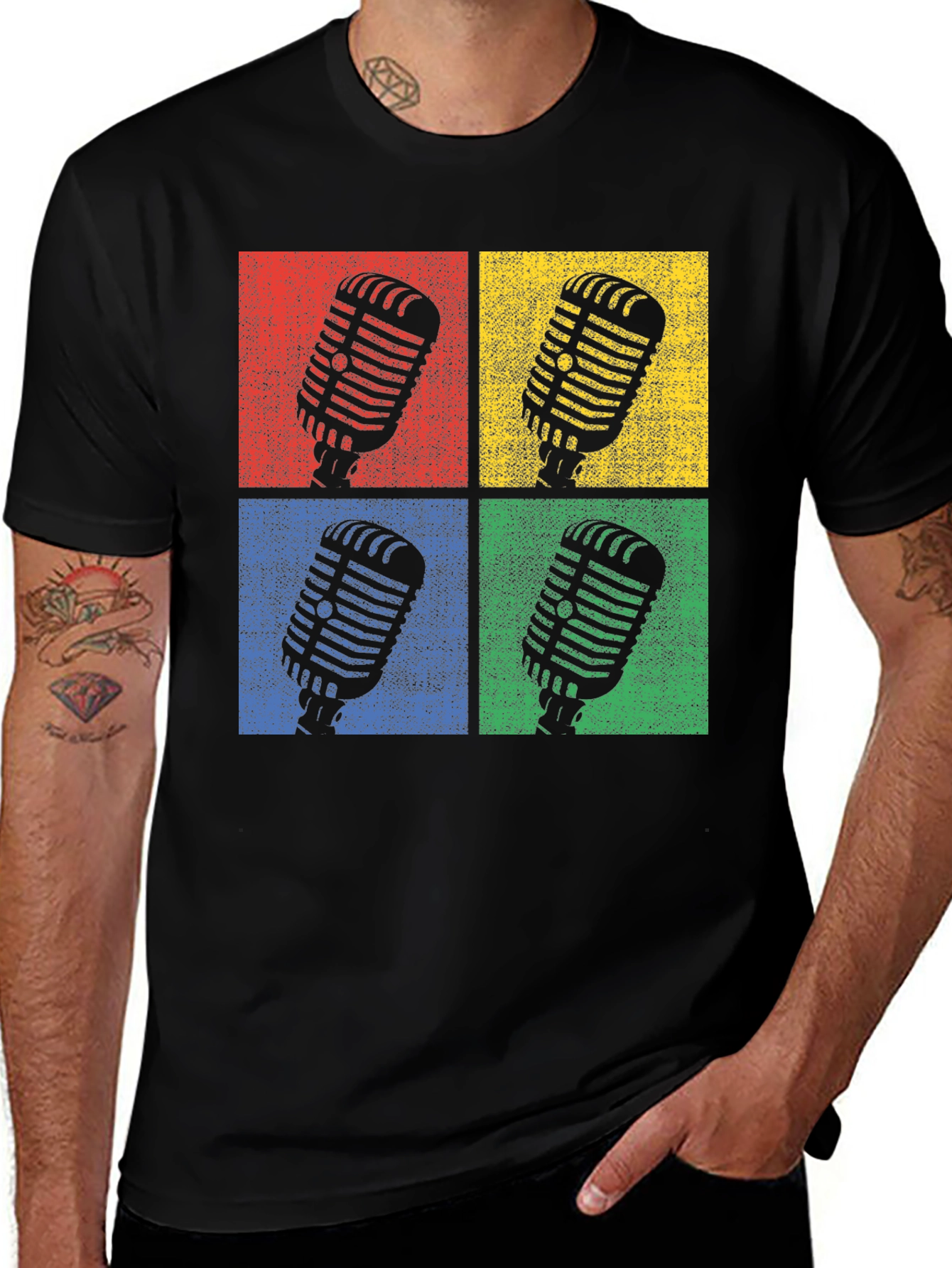 Variant 29 of Retro Microphone Graphic Tee - Classic Pop Art Shirt