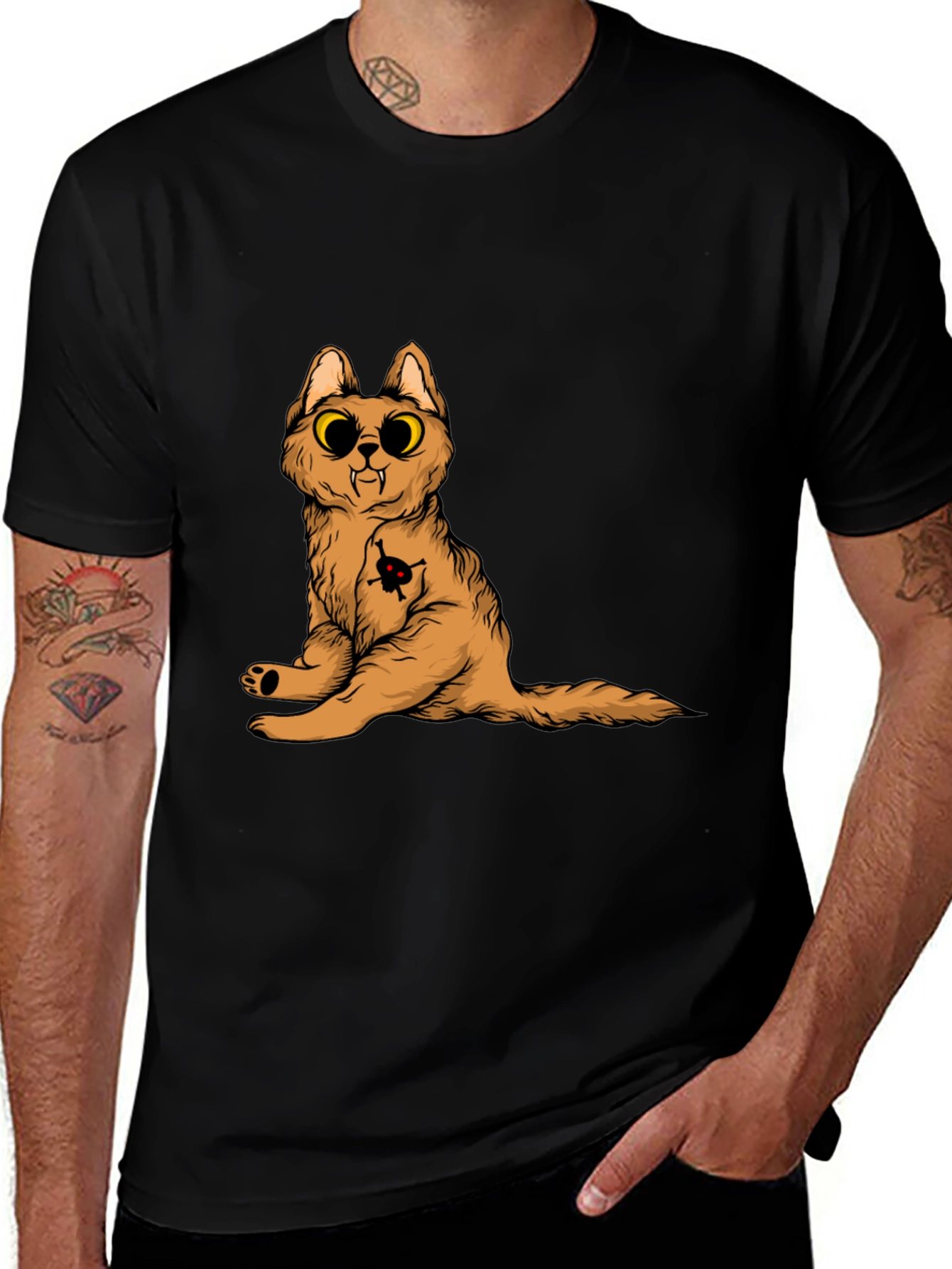 Variant 4 of Cool Cat Graphic Tee - Black Unisex T-Shirt