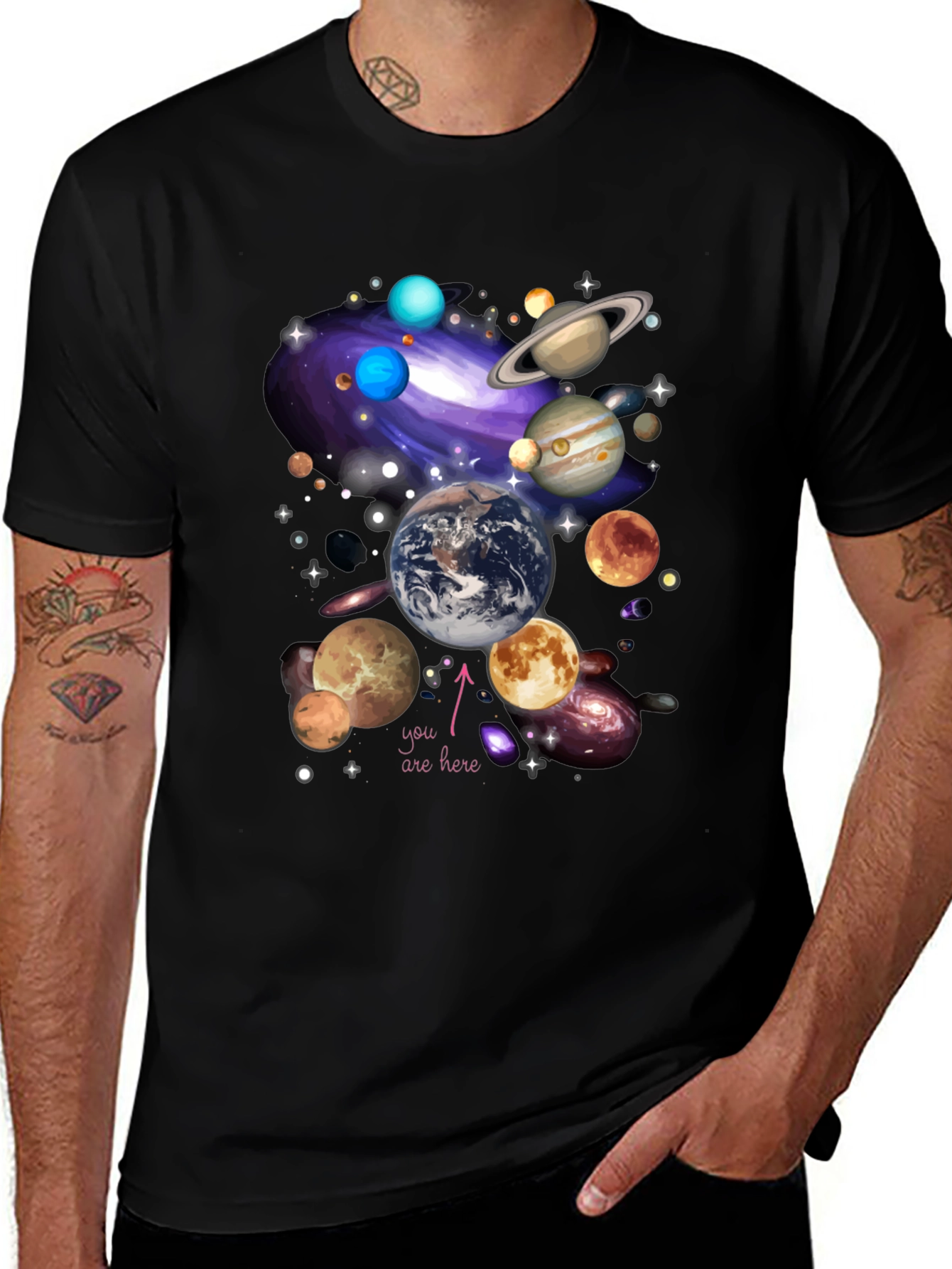 Variant 19 of Planets Graphic Tee - "You Are Here" Design
