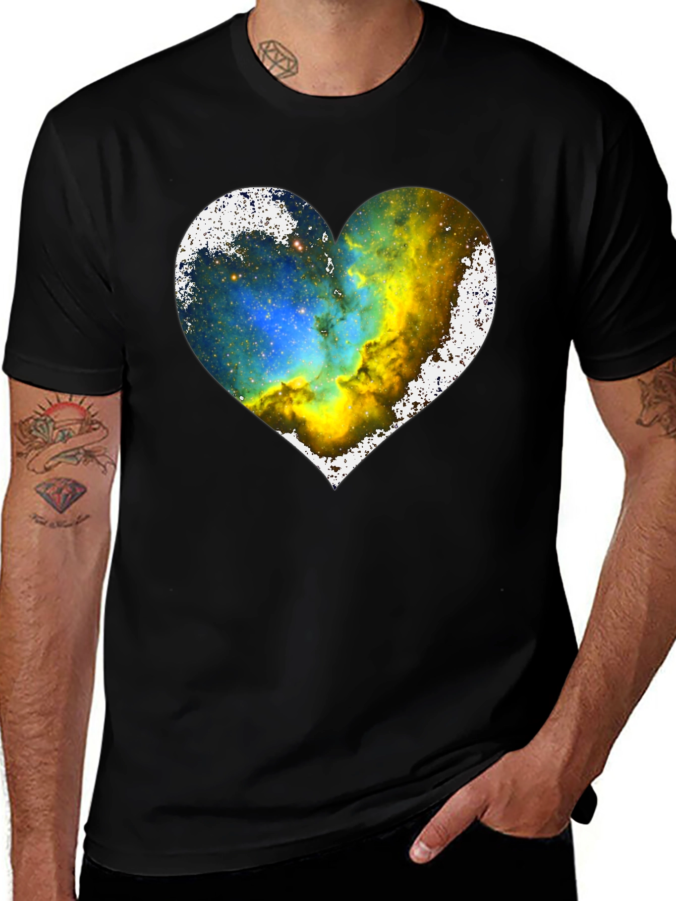 Variant 3 of Nebula Heart Graphic Black T-Shirt