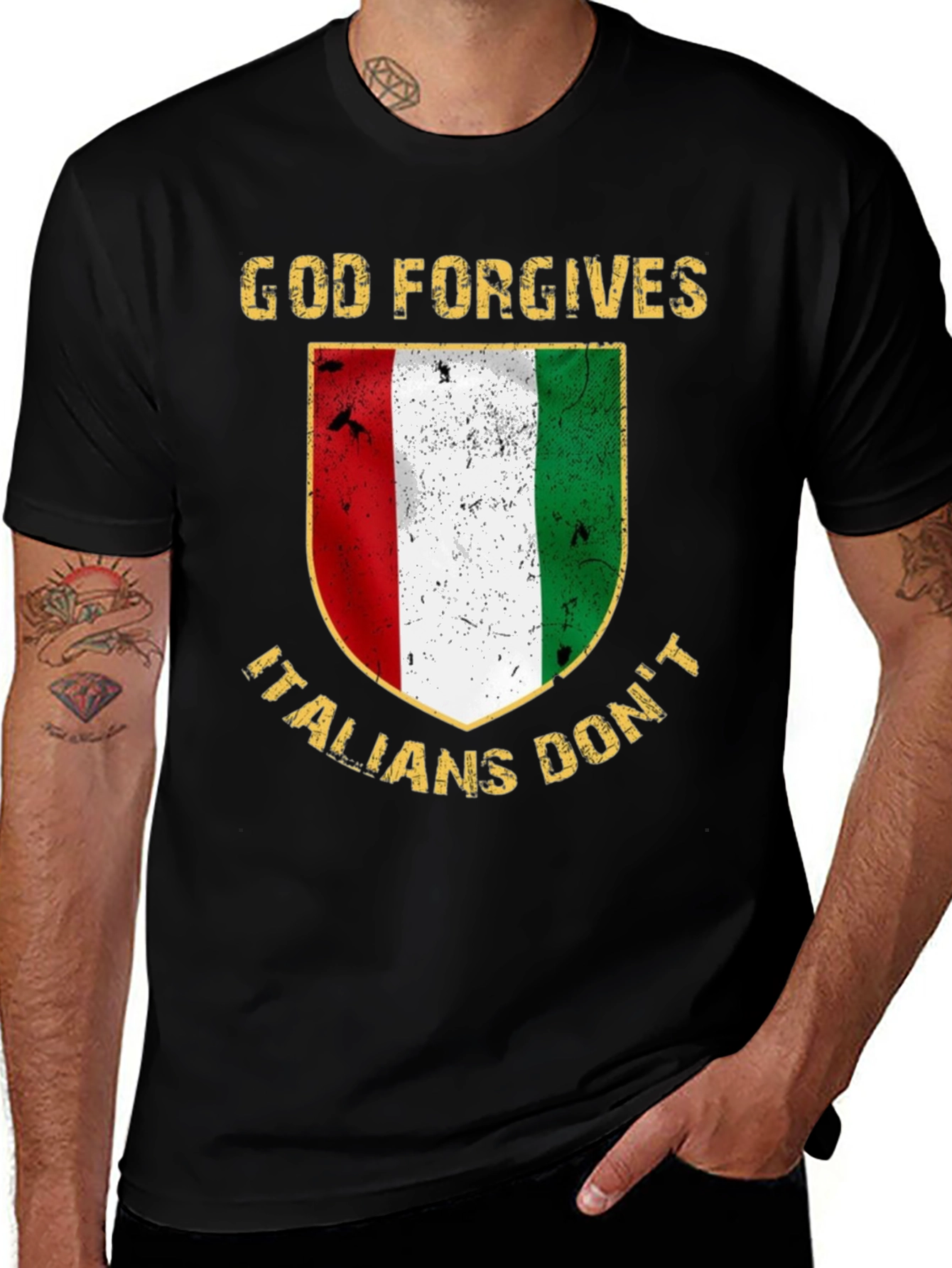 Variant 26 of God Forgives Italians Don't T-Shirt
