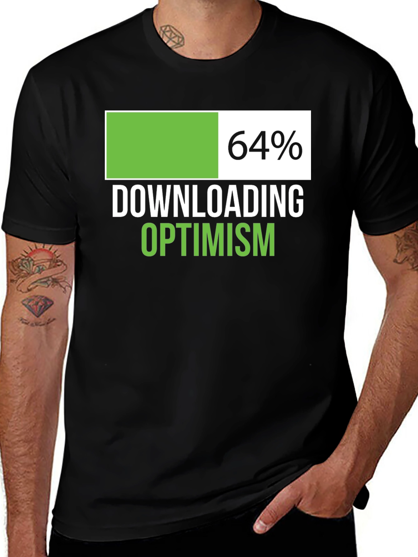 Downloading Optimism Graphic Tee - Funny Slogan T-Shirt