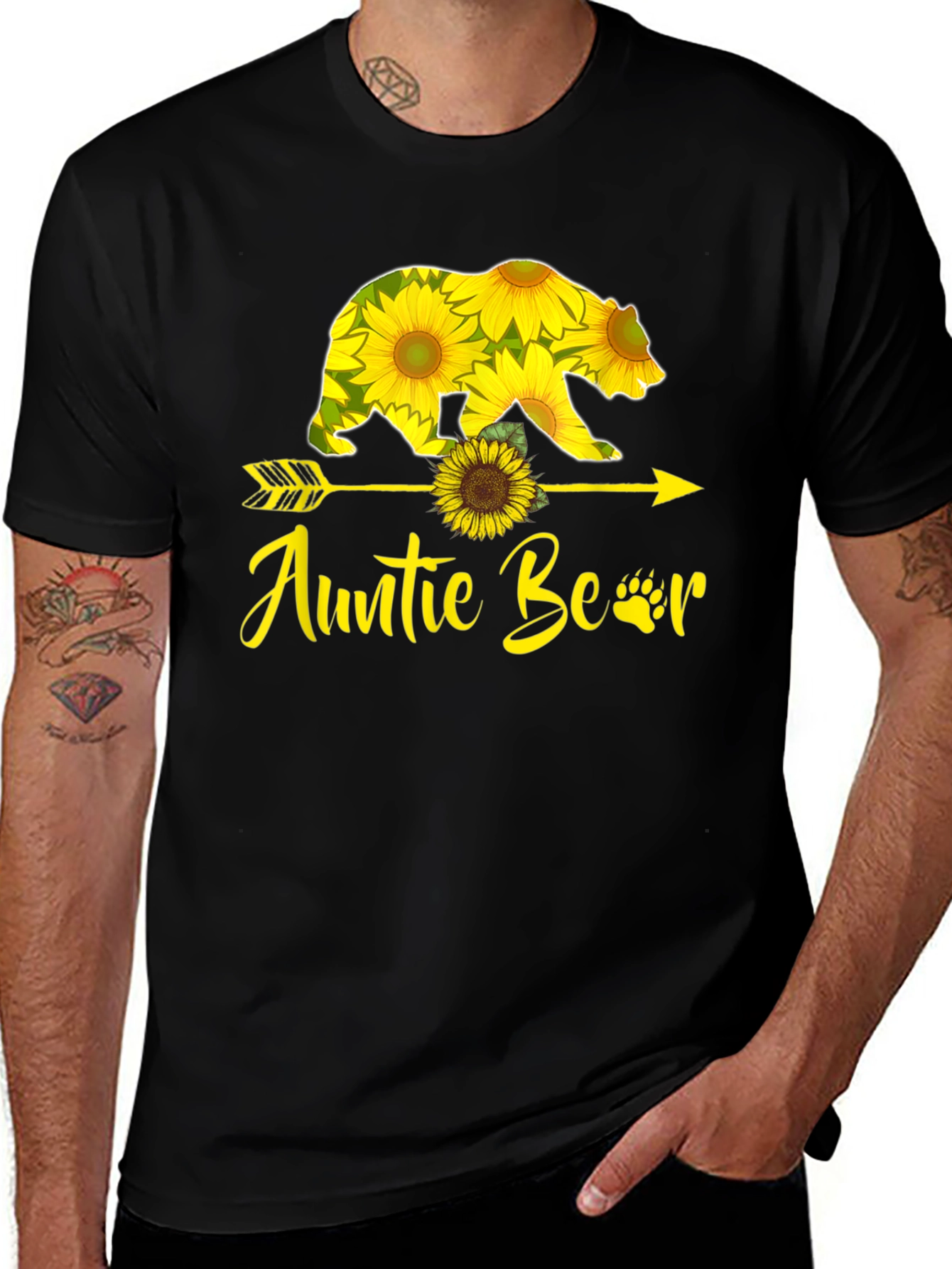 Auntie Bear Sunflower Graphic Tee