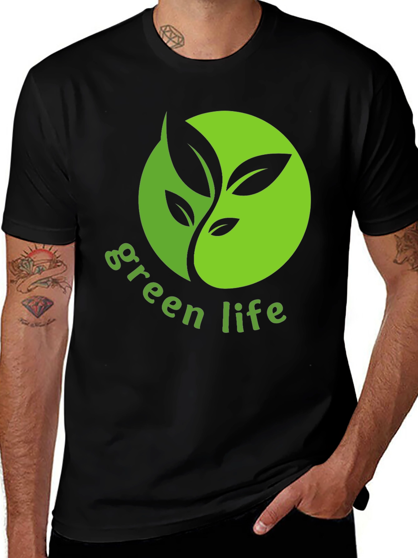 Variant 12 of Eco-Friendly Green Life Graphic T-Shirt