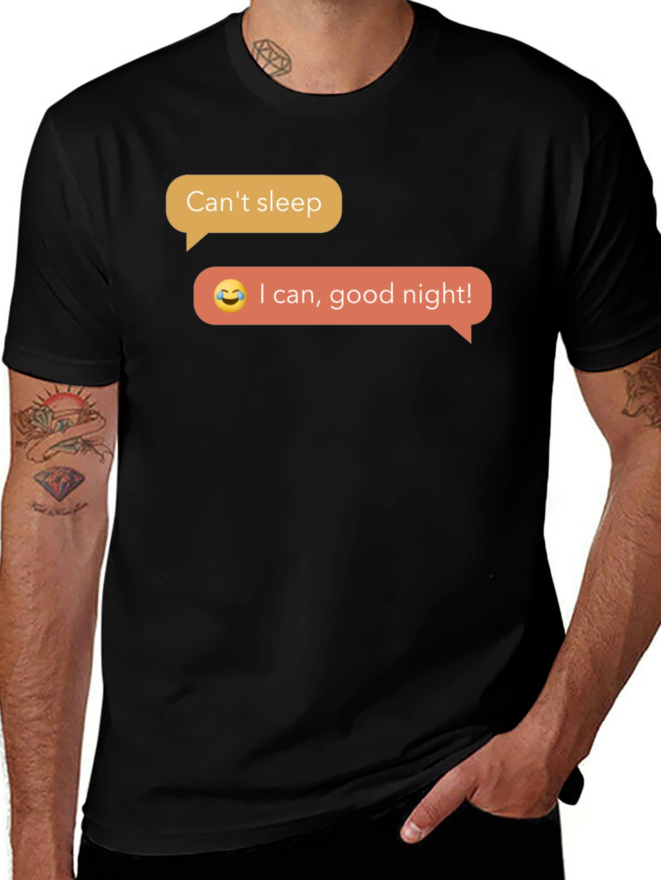 Variant 28 of Funny "Can't Sleep" T-Shirt - Black Short Sleeve Tee
