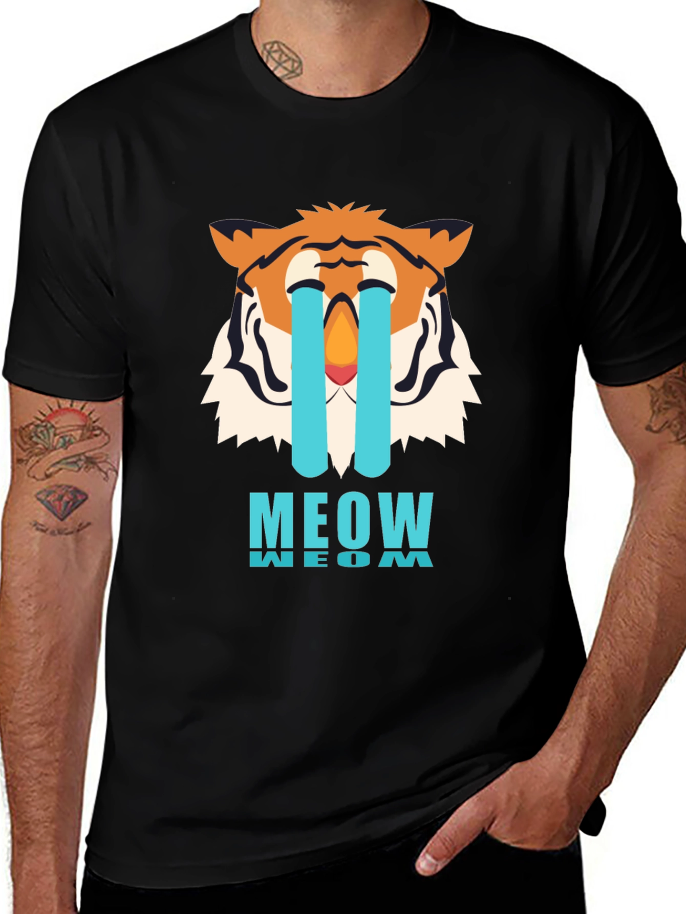 Variant 2 of Meow Crying Tiger Black Graphic Tee