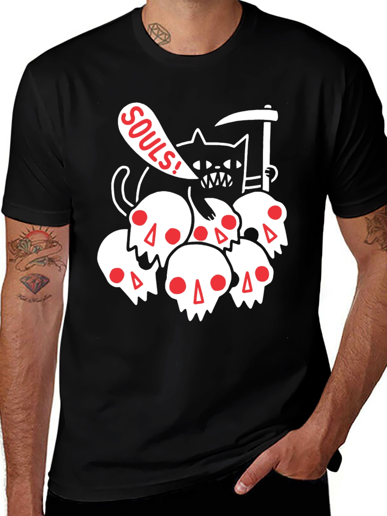 Variant 29 of Grim Reaper Cat T-Shirt - Souls Graphic Tee