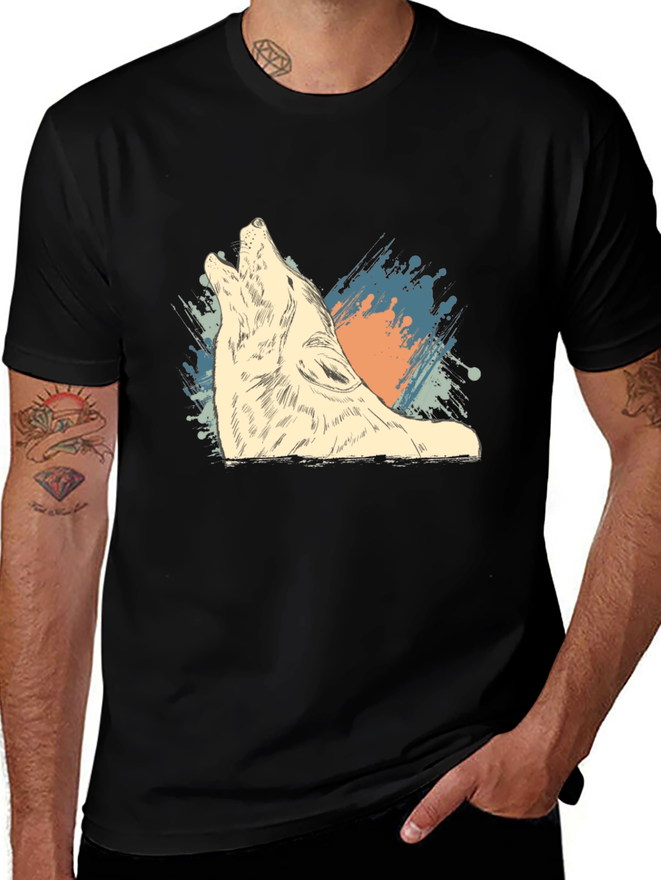 Variant 24 of Wolf Graphic Tee - Men's Black T-Shirt