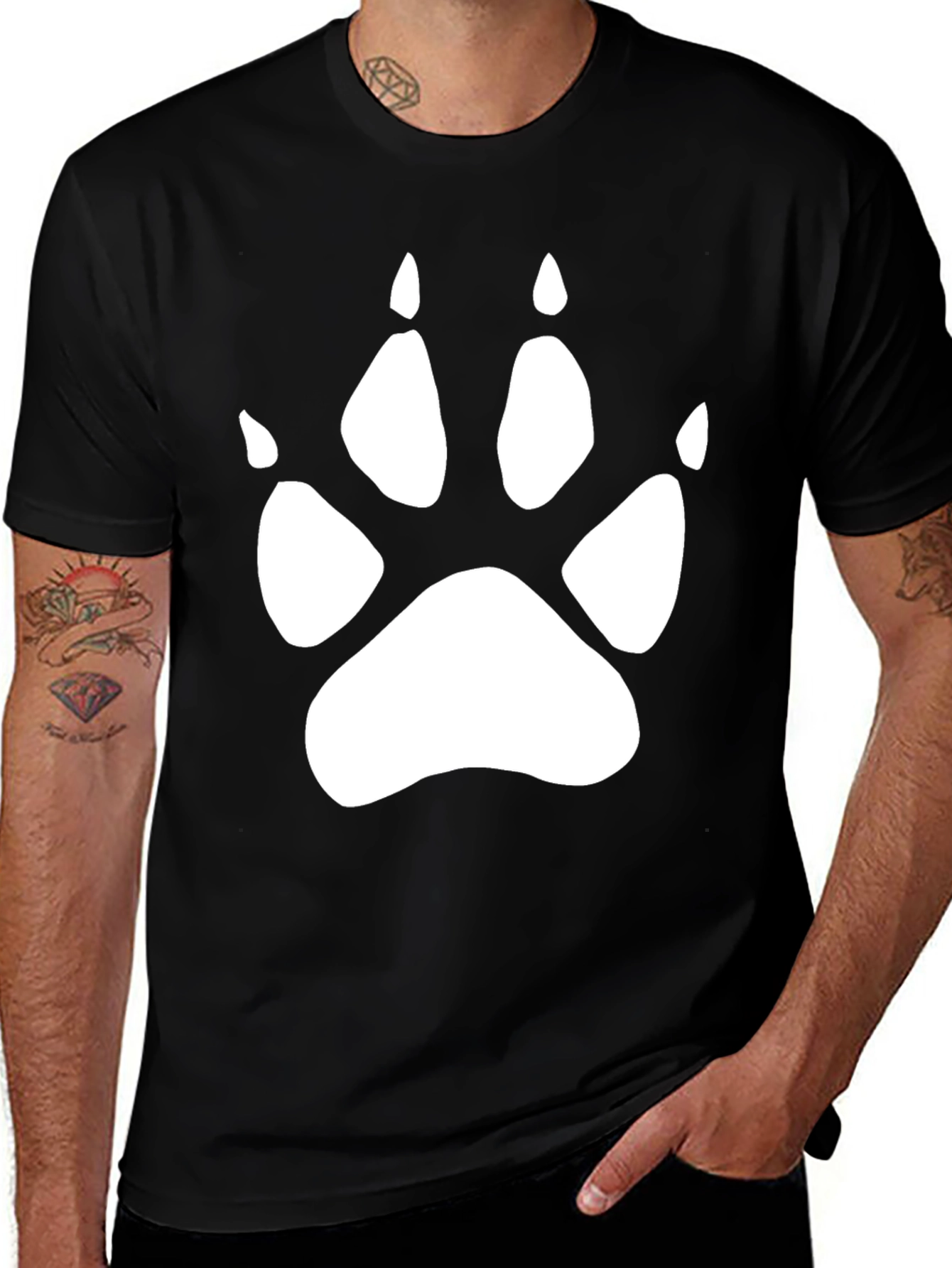 Variant 4 of Paw Print Graphic Black T-Shirt