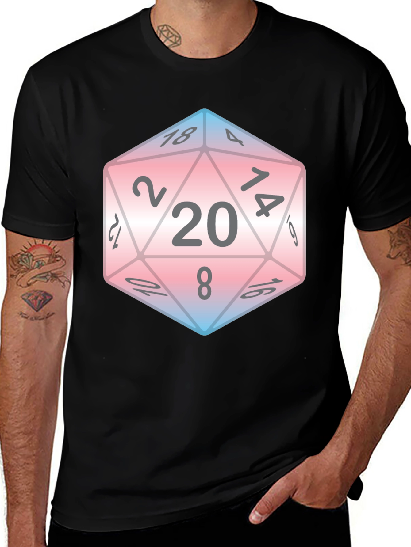 Trans Pride D20 T-Shirt - Tabletop Gaming Tee