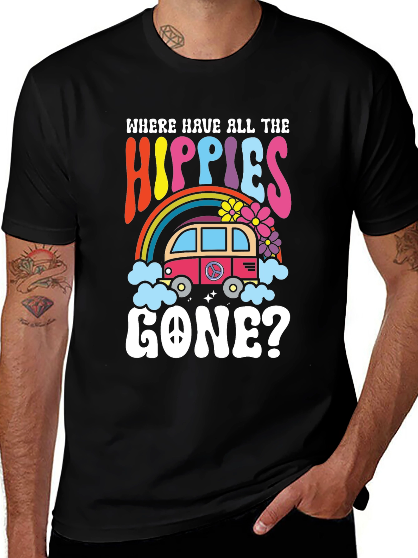 Variant 6 of Where Have All The Hippies Gone Black T-Shirt
