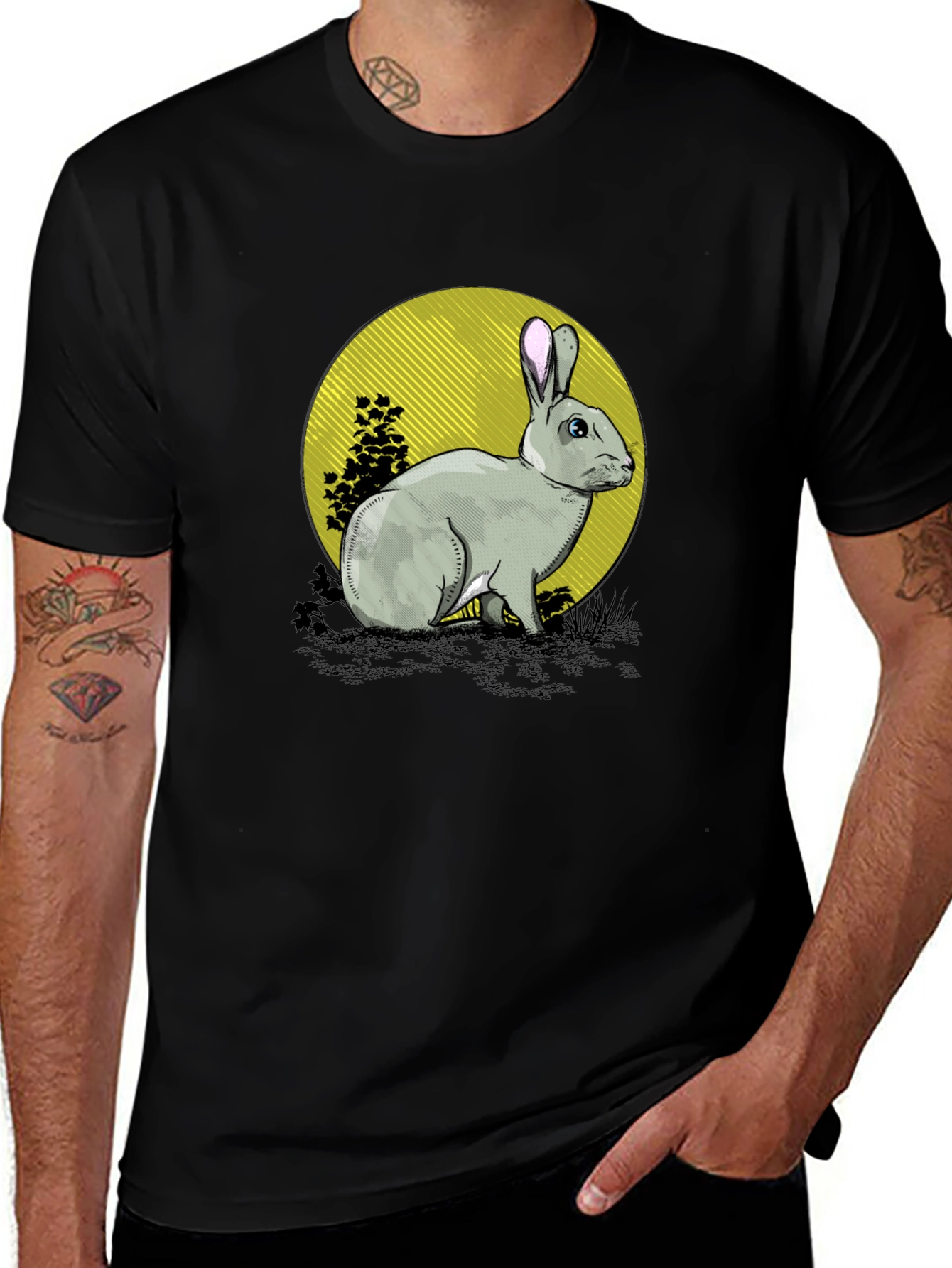 Variant 25 of Rabbit Graphic Black T-Shirt