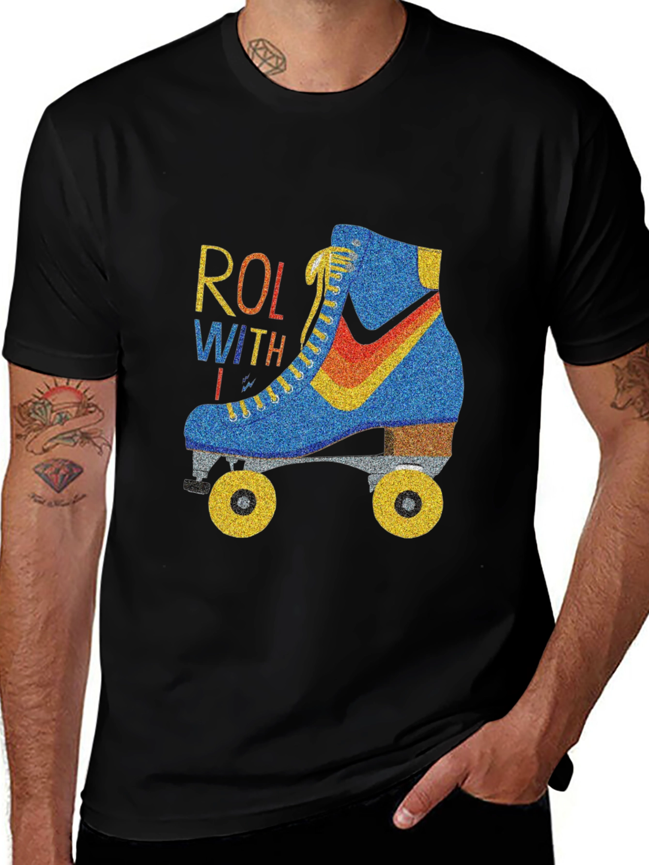 Variant 24 of Roll With It Retro Roller Skate Graphic Tee