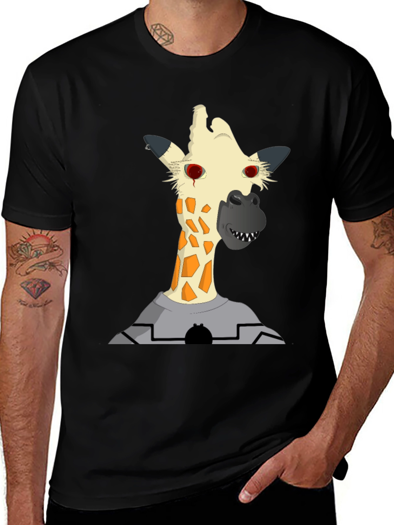 Variant 20 of Giraffe Zombie T-Shirt - Men's Black Tee
